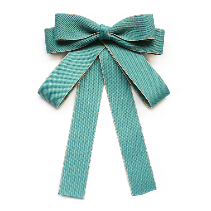 Jabot style bow tie with Kente brooch - Jade Green with beige trim - Image 8