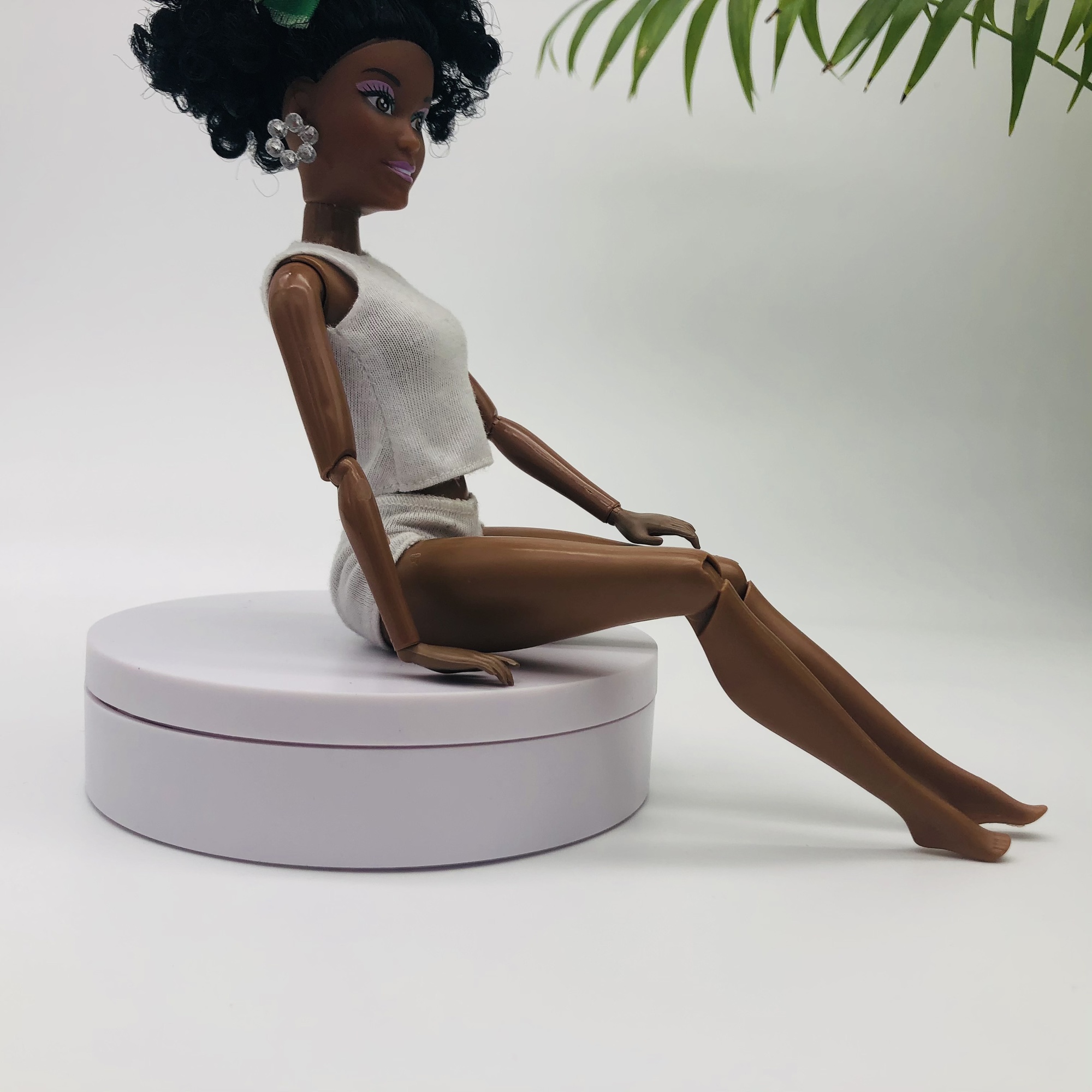 WaMambo  12" Can Move Doll - with African Print Peplum Dress and Head Wrap - Image 7