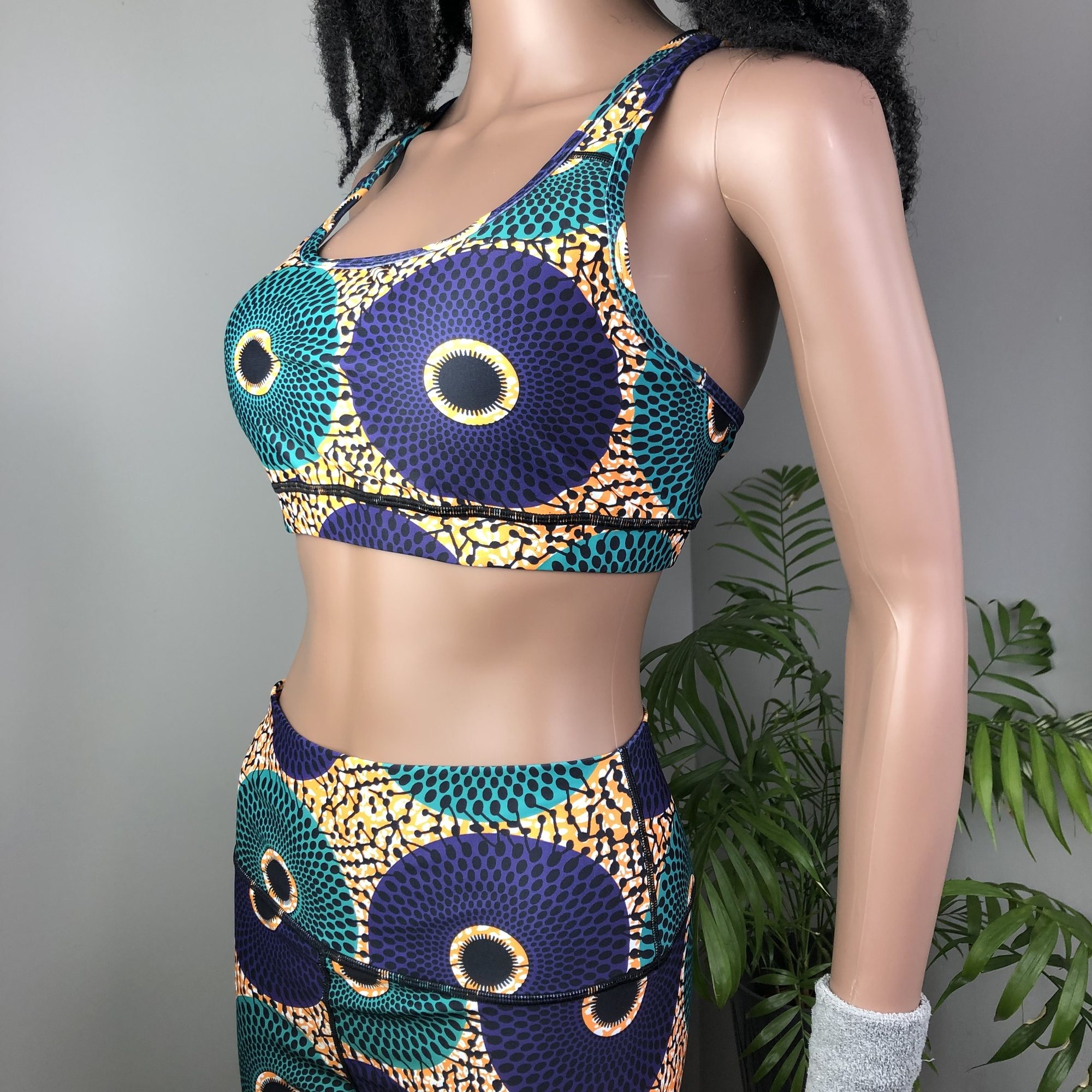 Afro-disc 2-piece High Waist Fitness Leggings and Sports Bra Set