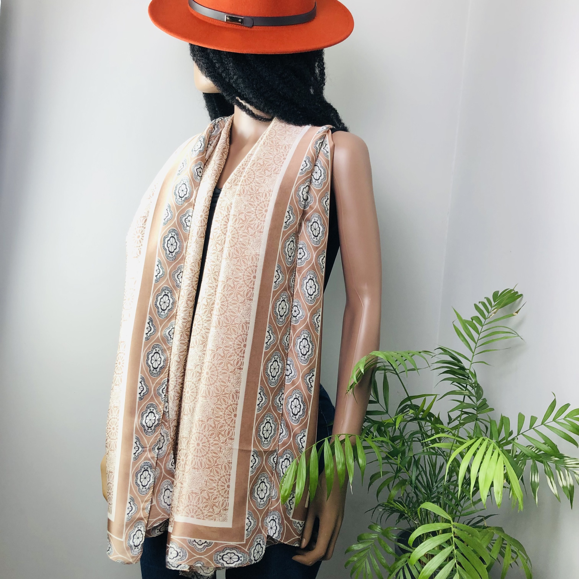 Kahari Mandala Style Mocha Jumbo Scarf - Image 3