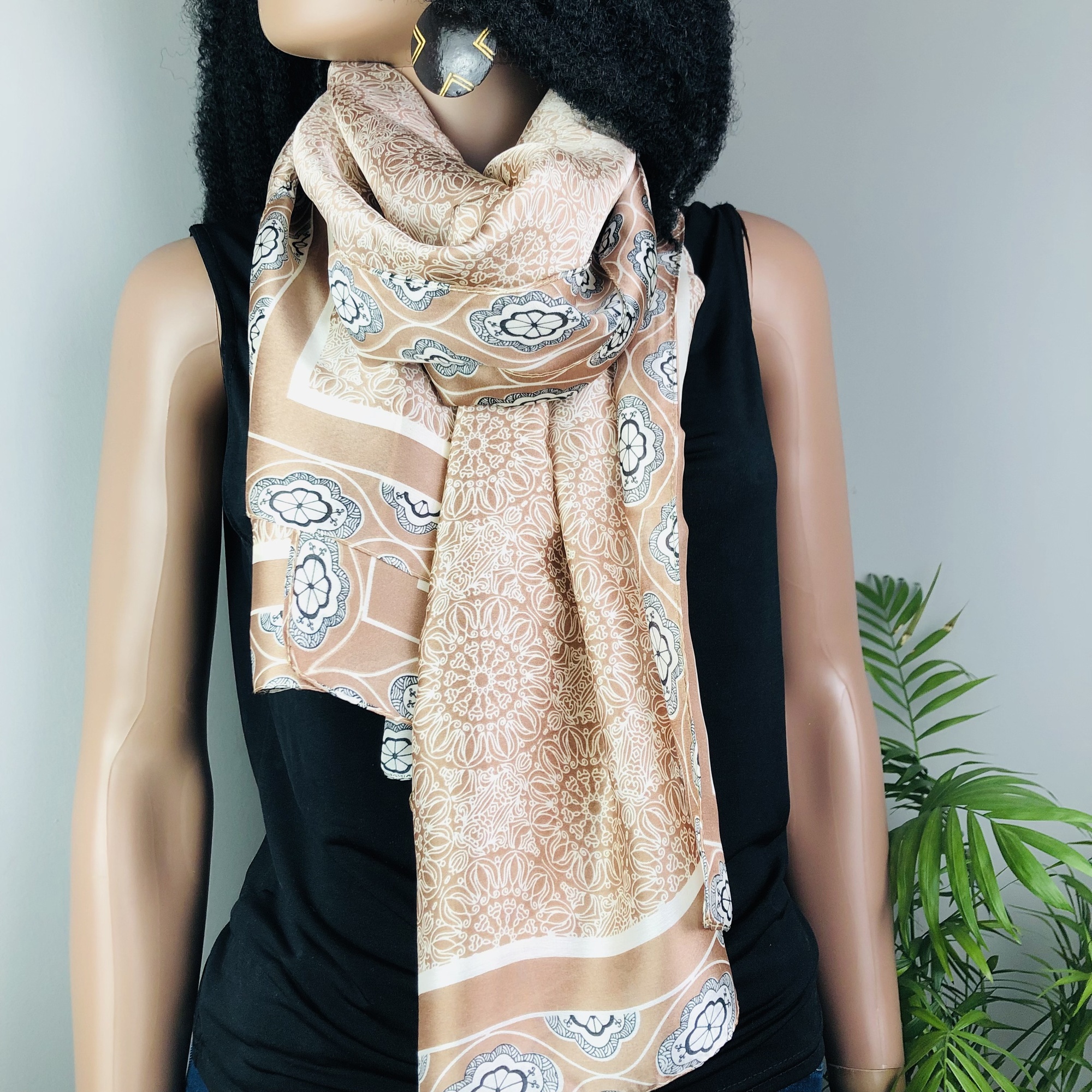 Kahari Mandala Style Mocha Jumbo Scarf - Image 5