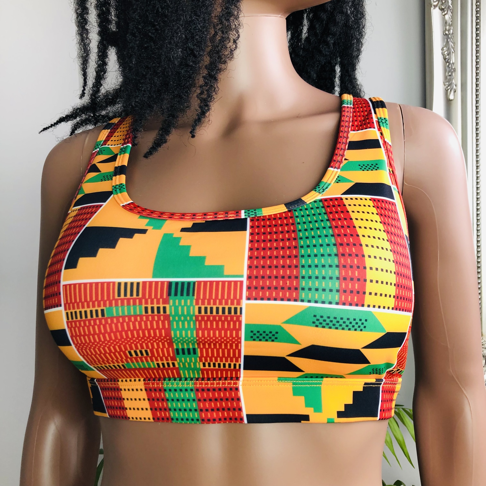 Kente 2-piece High Waist Fitness Leggings and Sports Bra Set - Image 4