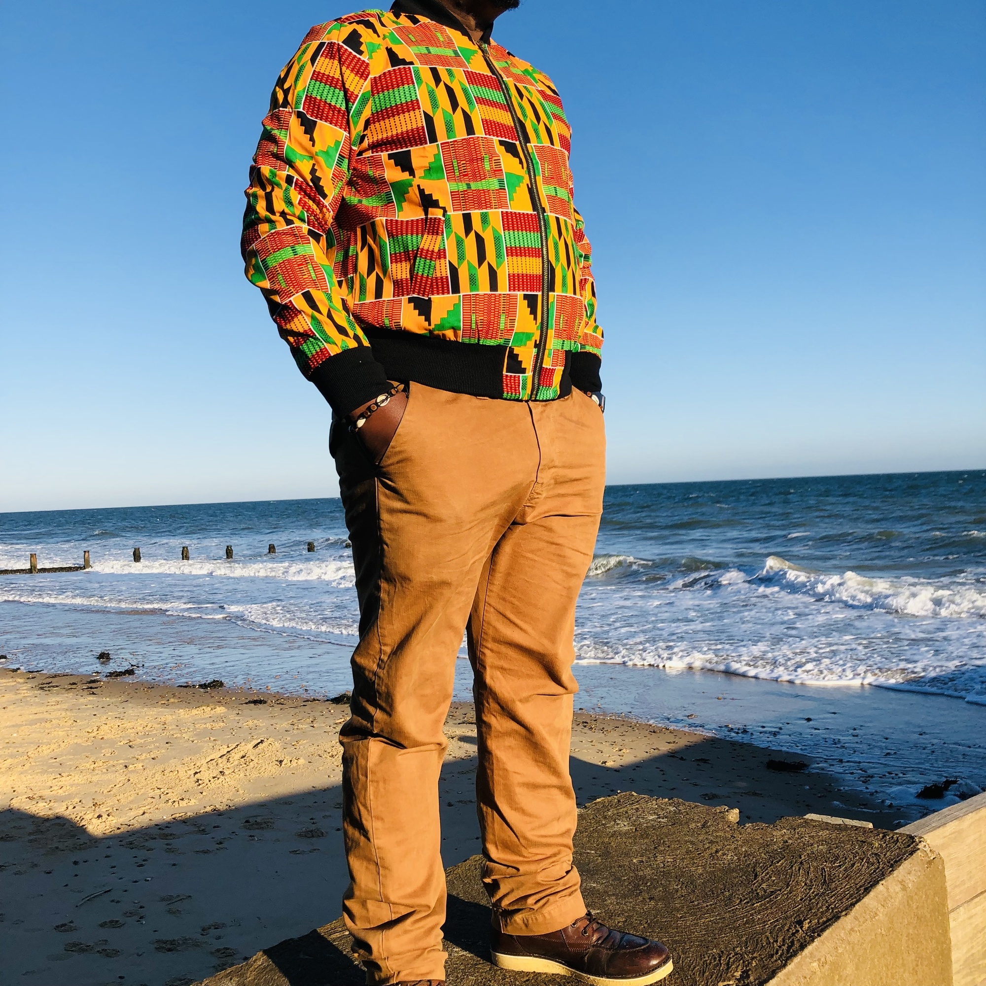 Men's Kenterised African Print Bomber Jacket