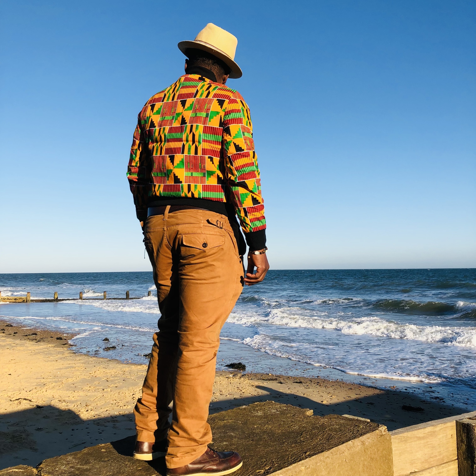 Men's Kenterised African Print Bomber Jacket - Image 4