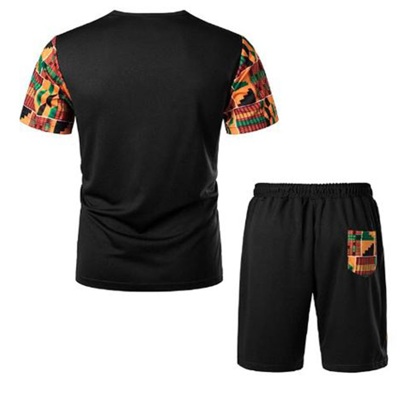 Black Kenterised 2-Piece Men's African Print Mesh Quick Dry Fitness Shorts and T-shirt - Image 7