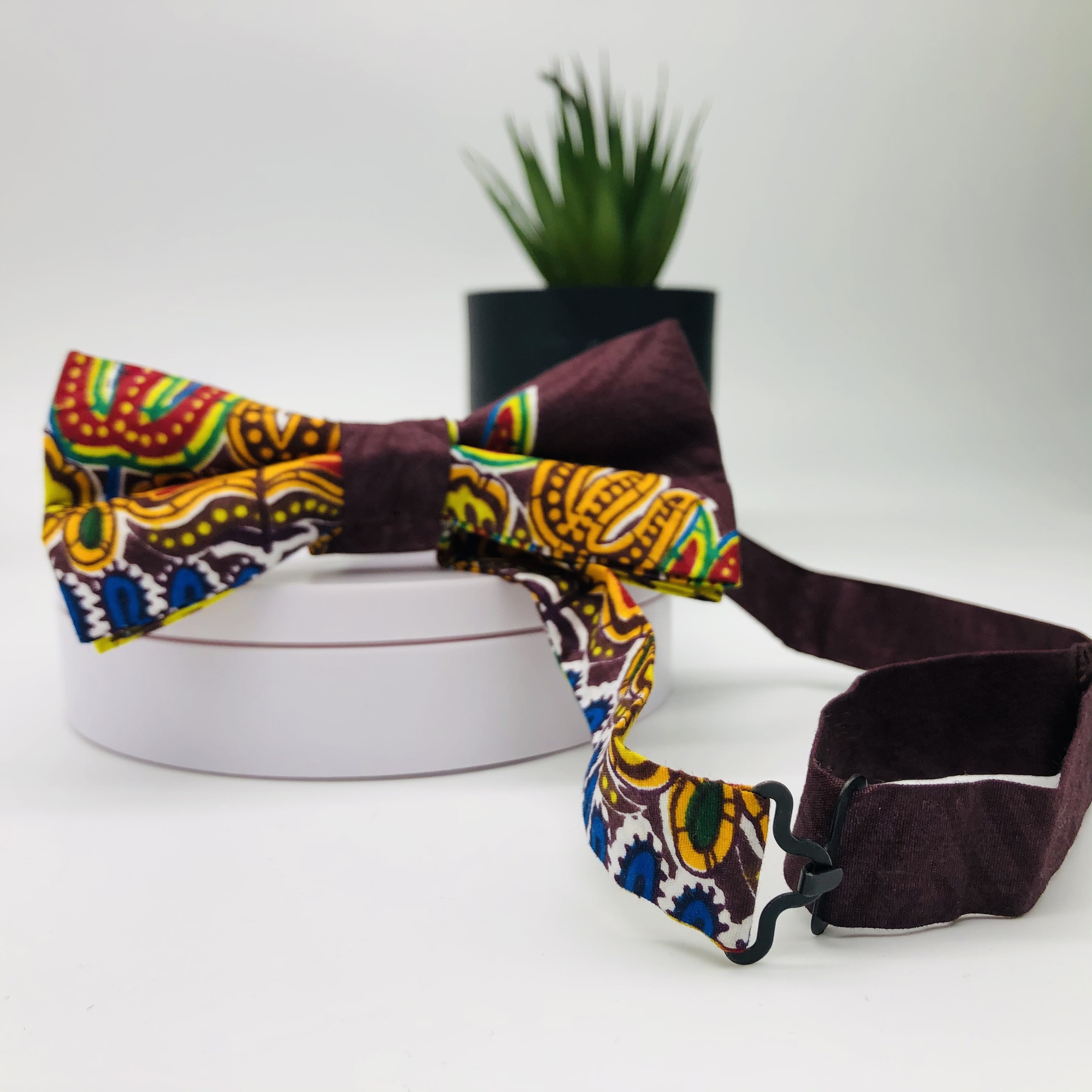 Dashiki African Print Bow Tie, Cufflink and Lapel boutonniere Set - Image 3