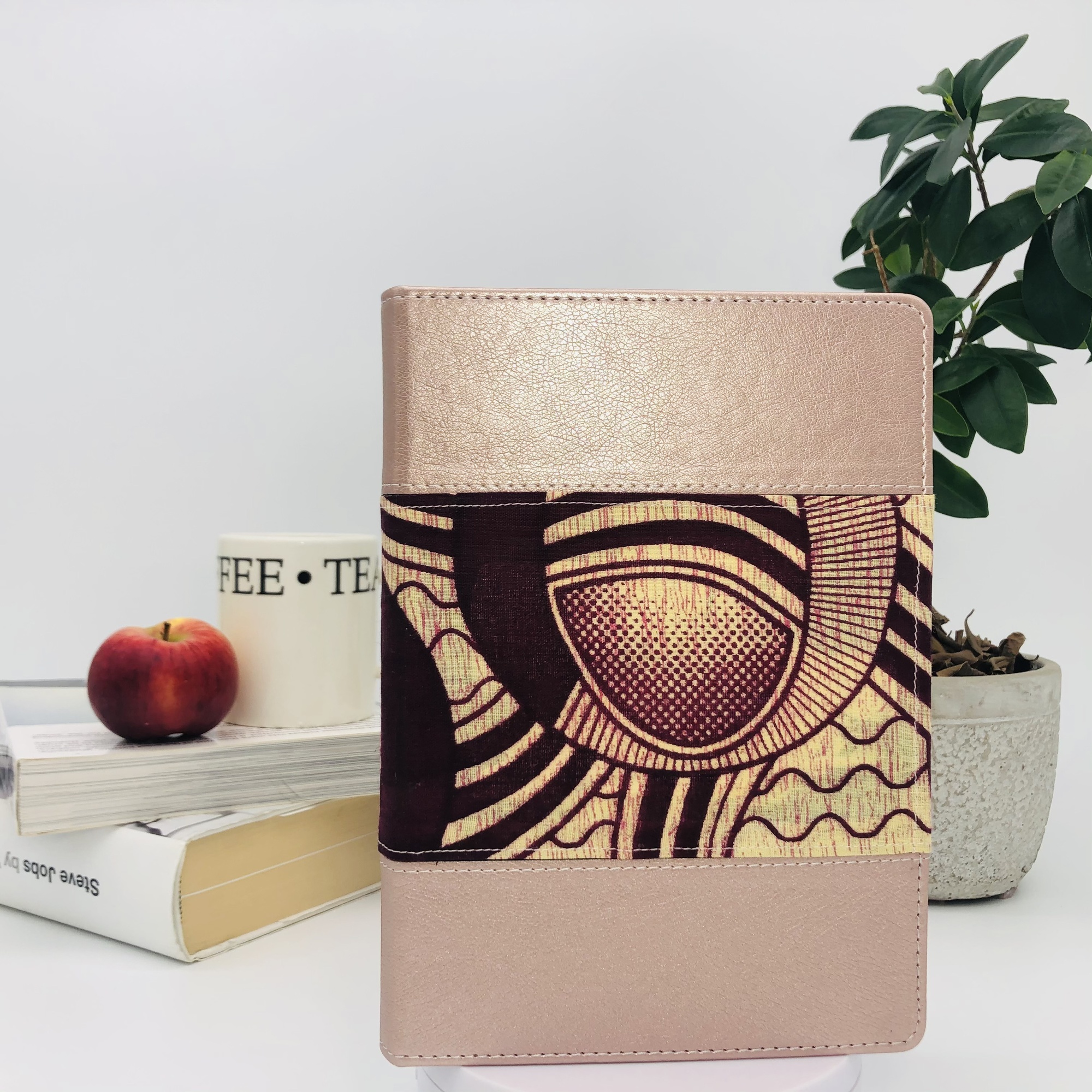 Hari Two-Tone Chitenge & Lux Leather Journal with Inspirational Bible Verses