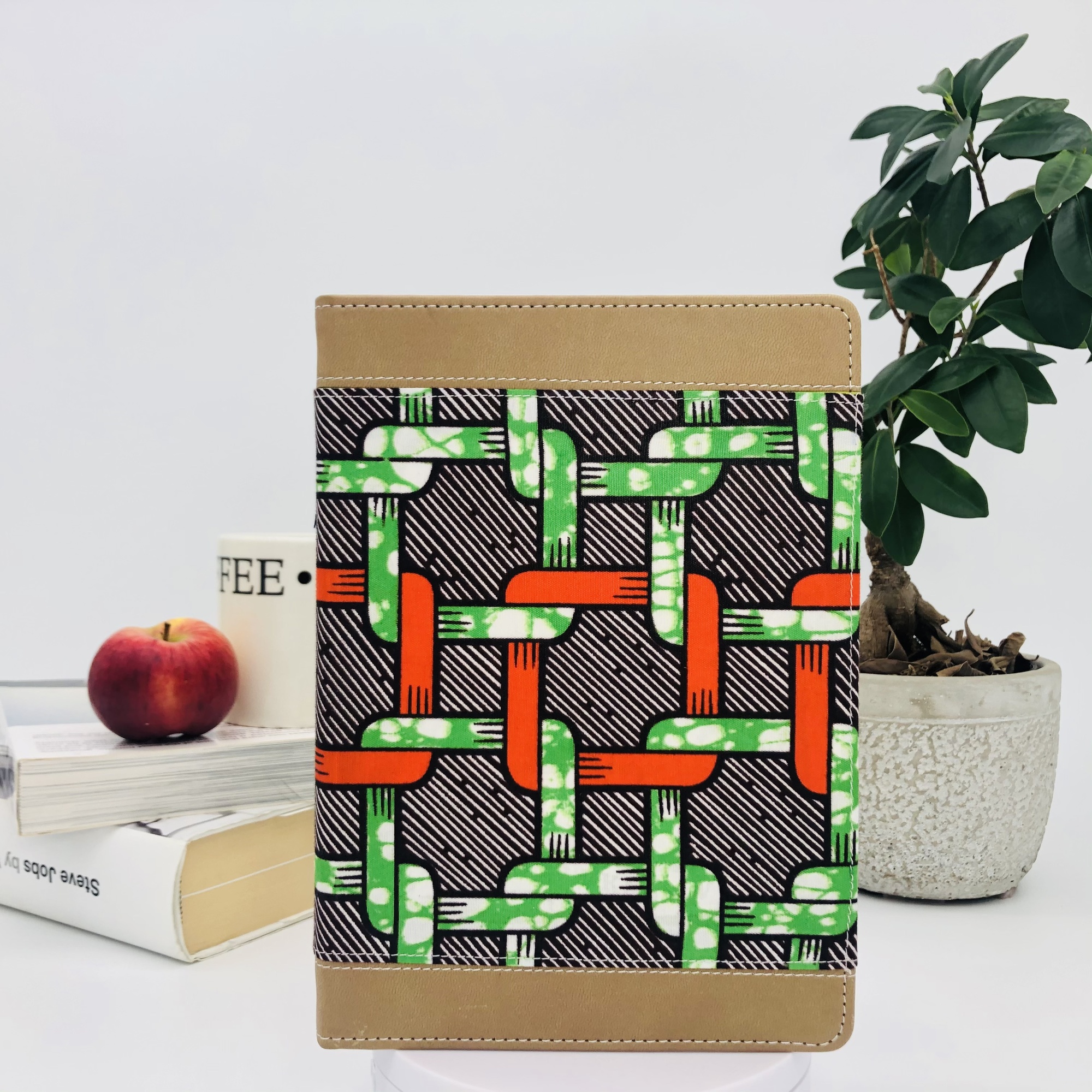 Ketani Two-Tone Ankara & Lux Leather Journal with Inspirational Bible Verses