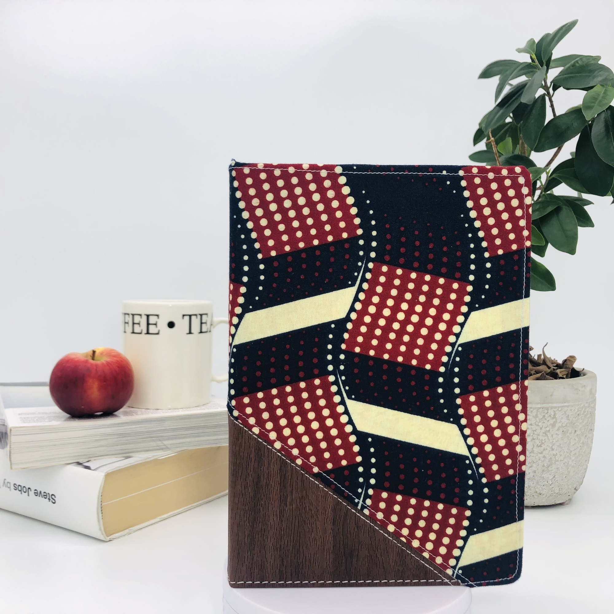 Masaisai Two-Tone Ankara & Lux Leather Journal with Inspirational Bible Verses