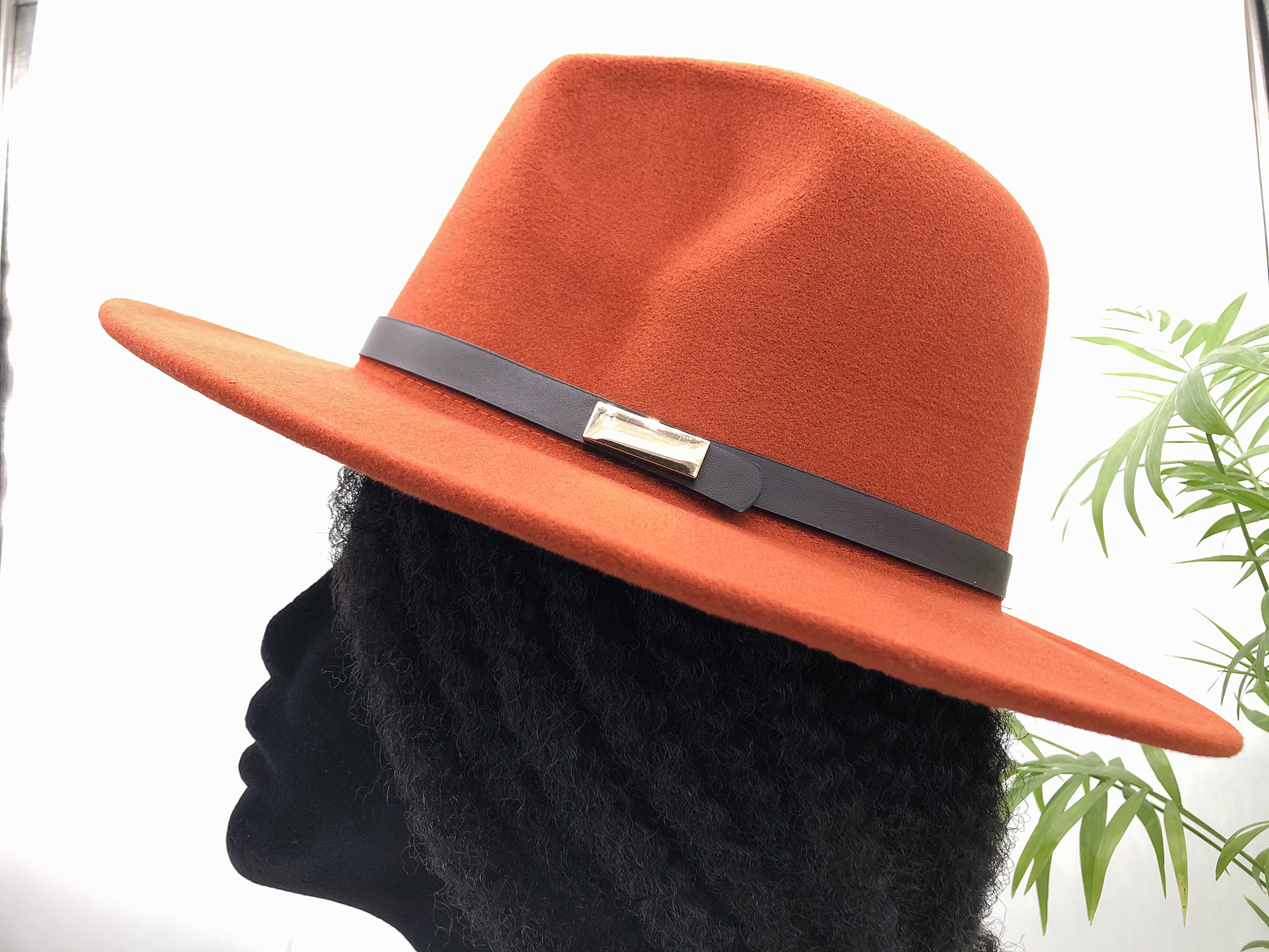 Terracotta Fedora hat with removable Ngura African print pin - Image 5
