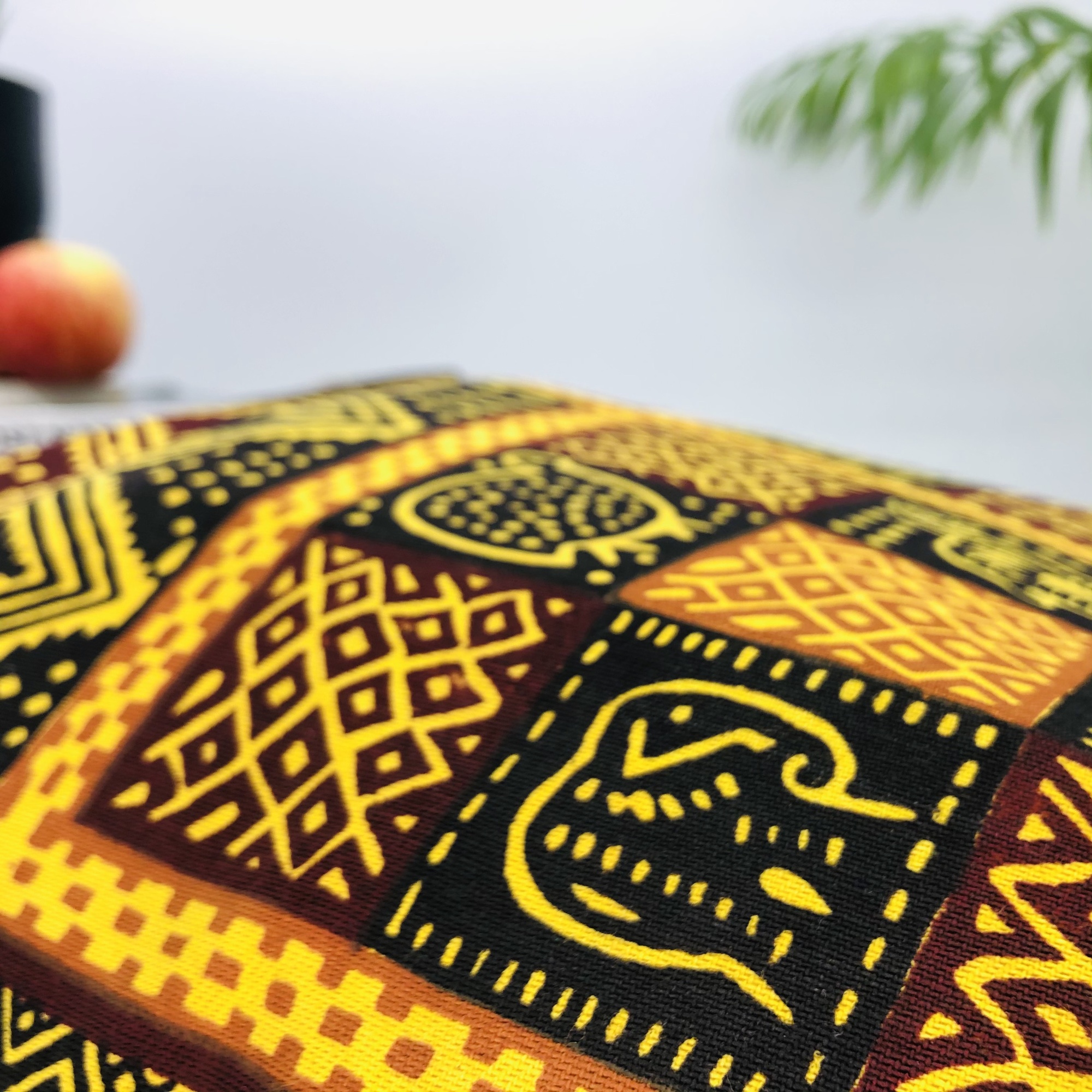 Hand-block Print Yellow Ochre African Print Fabric Tote Bag - Image 9