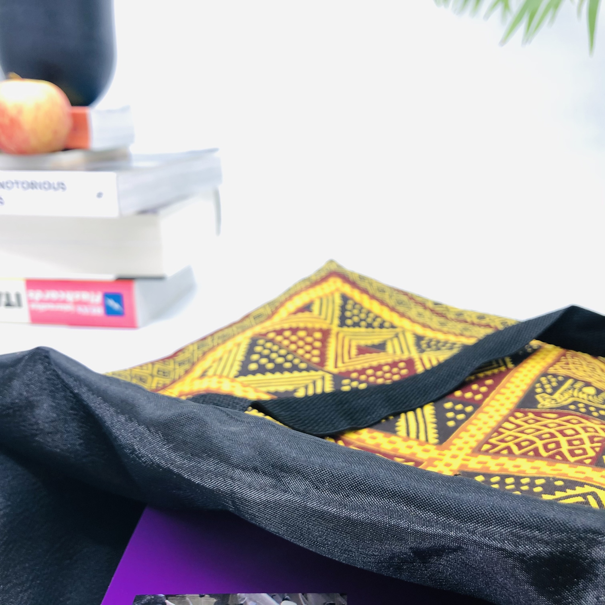 Hand-block Print Yellow Ochre African Print Fabric Tote Bag - Image 4