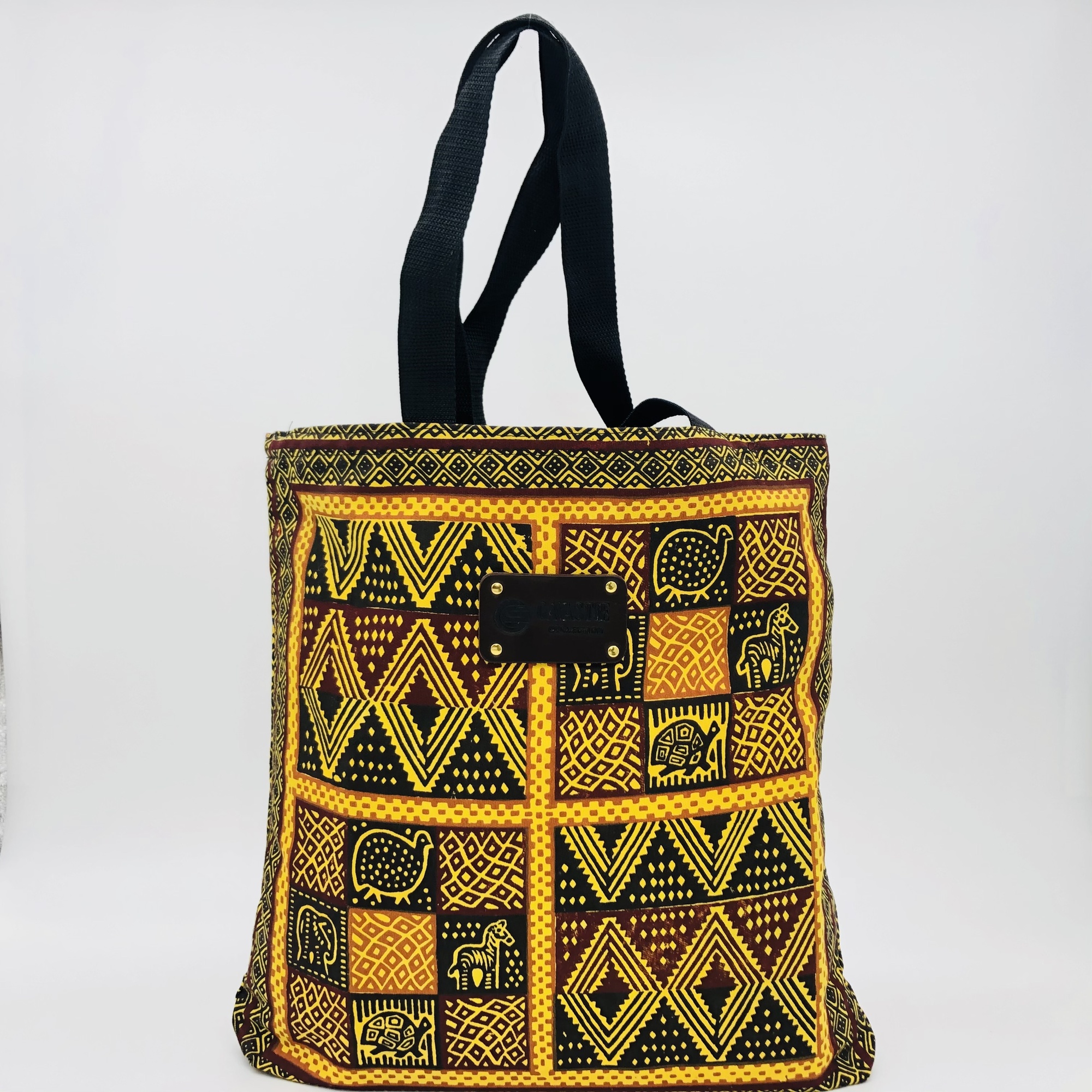 Hand-block Print Yellow Ochre African Print Fabric Tote Bag - Image 11