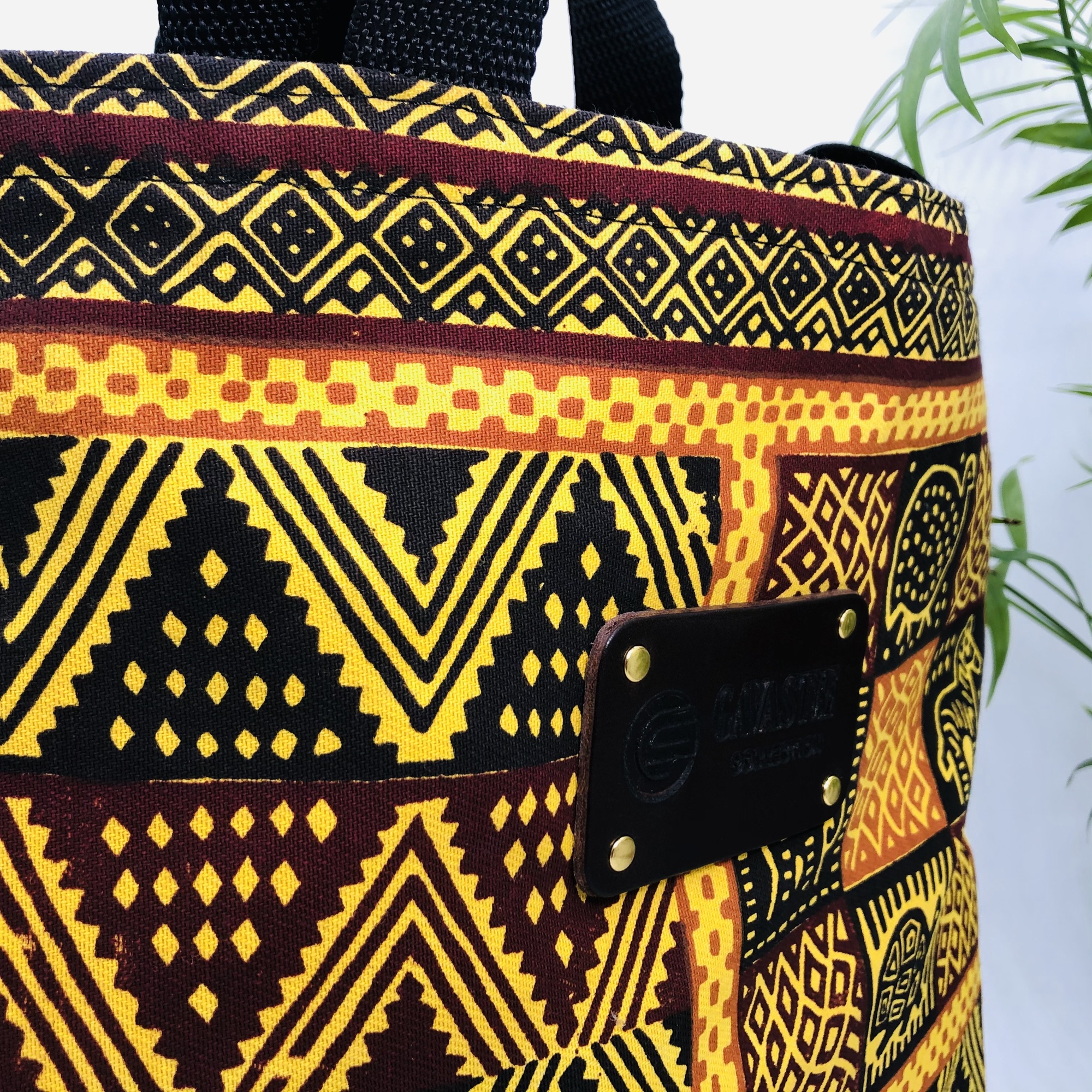 Hand-block Print Yellow Ochre African Print Fabric Tote Bag - Image 10