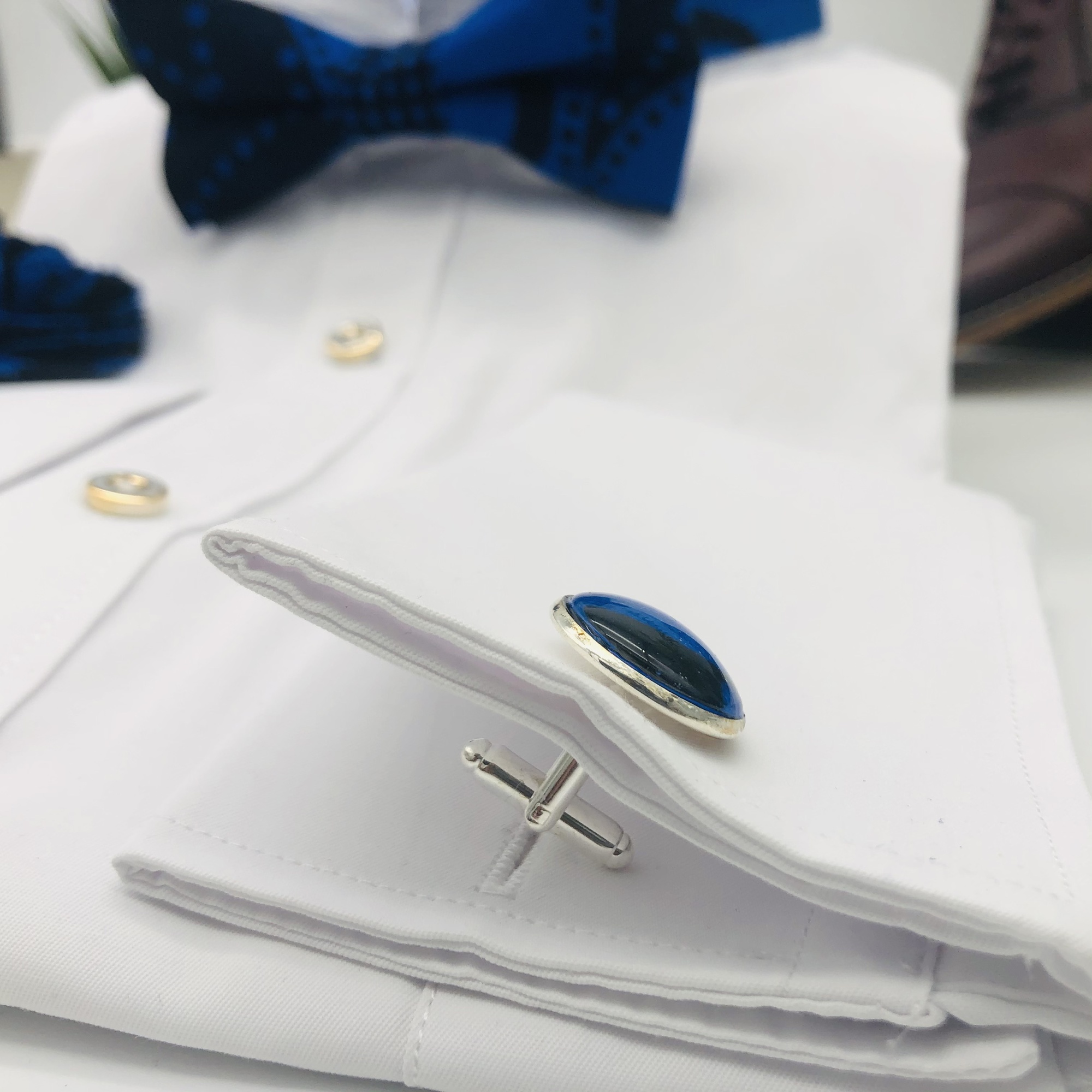 Kanga African Print Bow Tie, Cufflink and Lapel Boutonniere Set - Image 5