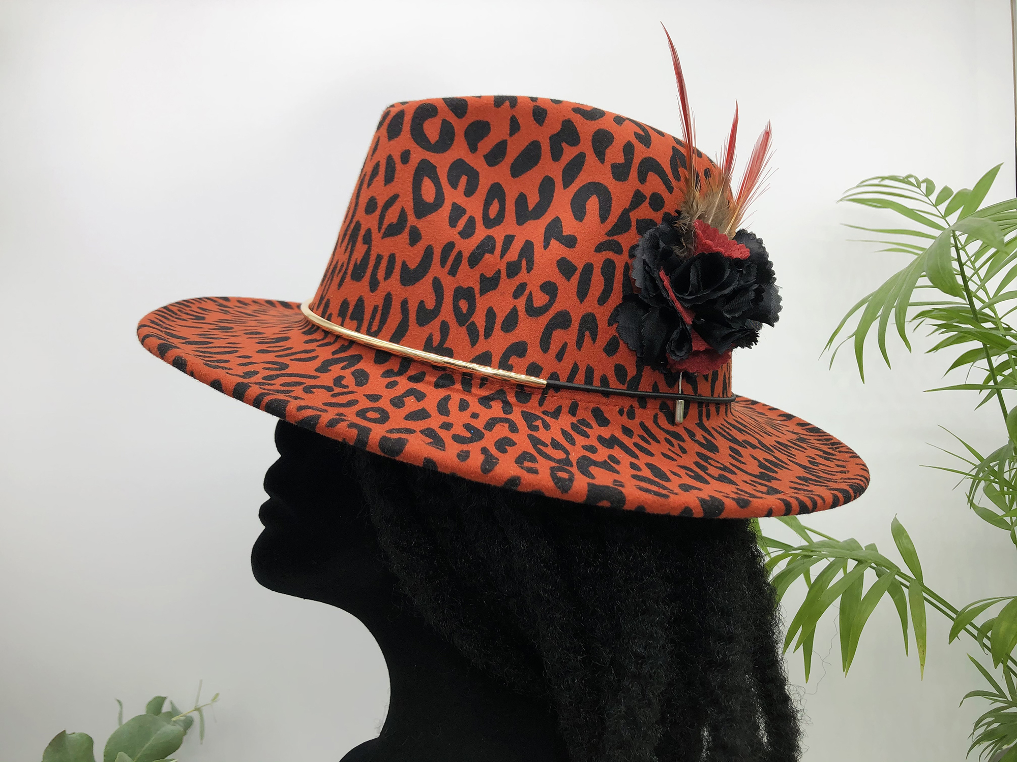 Mbada Terracotta Fedora Hat with Removable Pheasant Feather Pin - Image 3