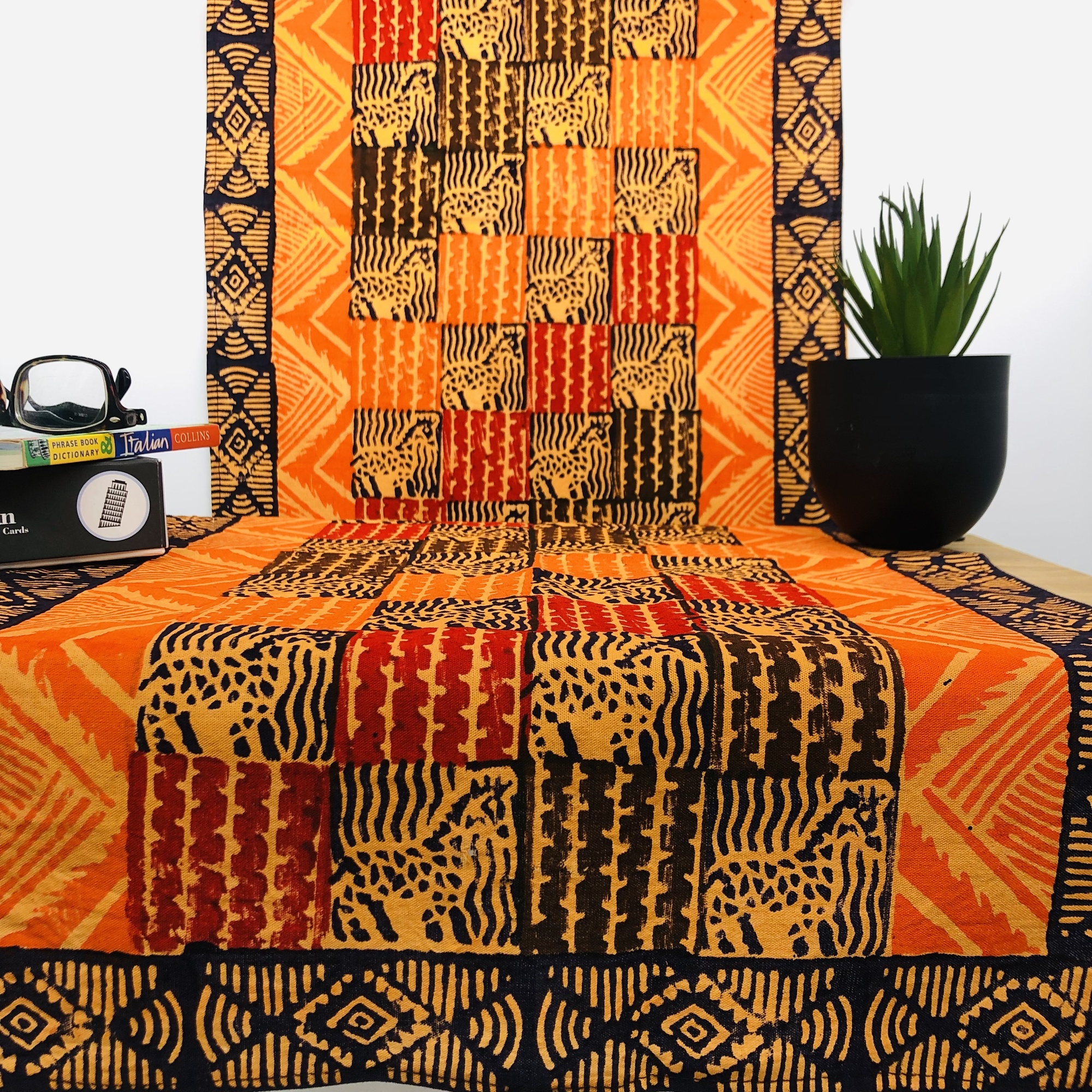Mbizi African Hand-block Print Table Runner