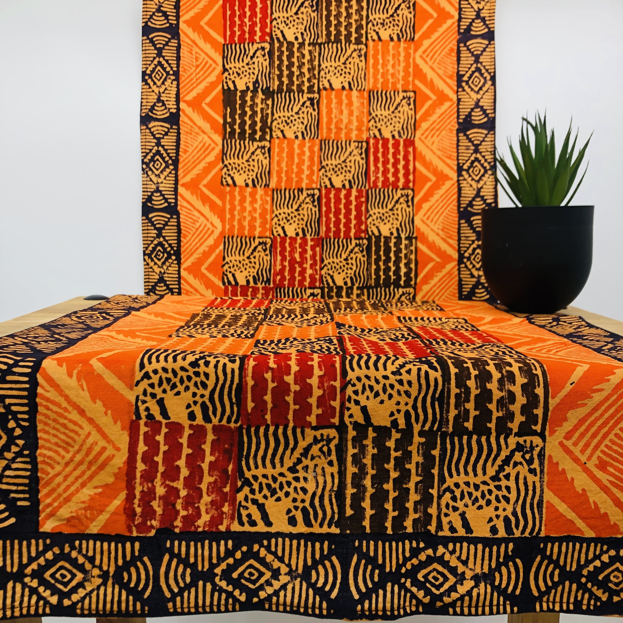 Mbizi African Hand-block Print Table Runner - Image 7