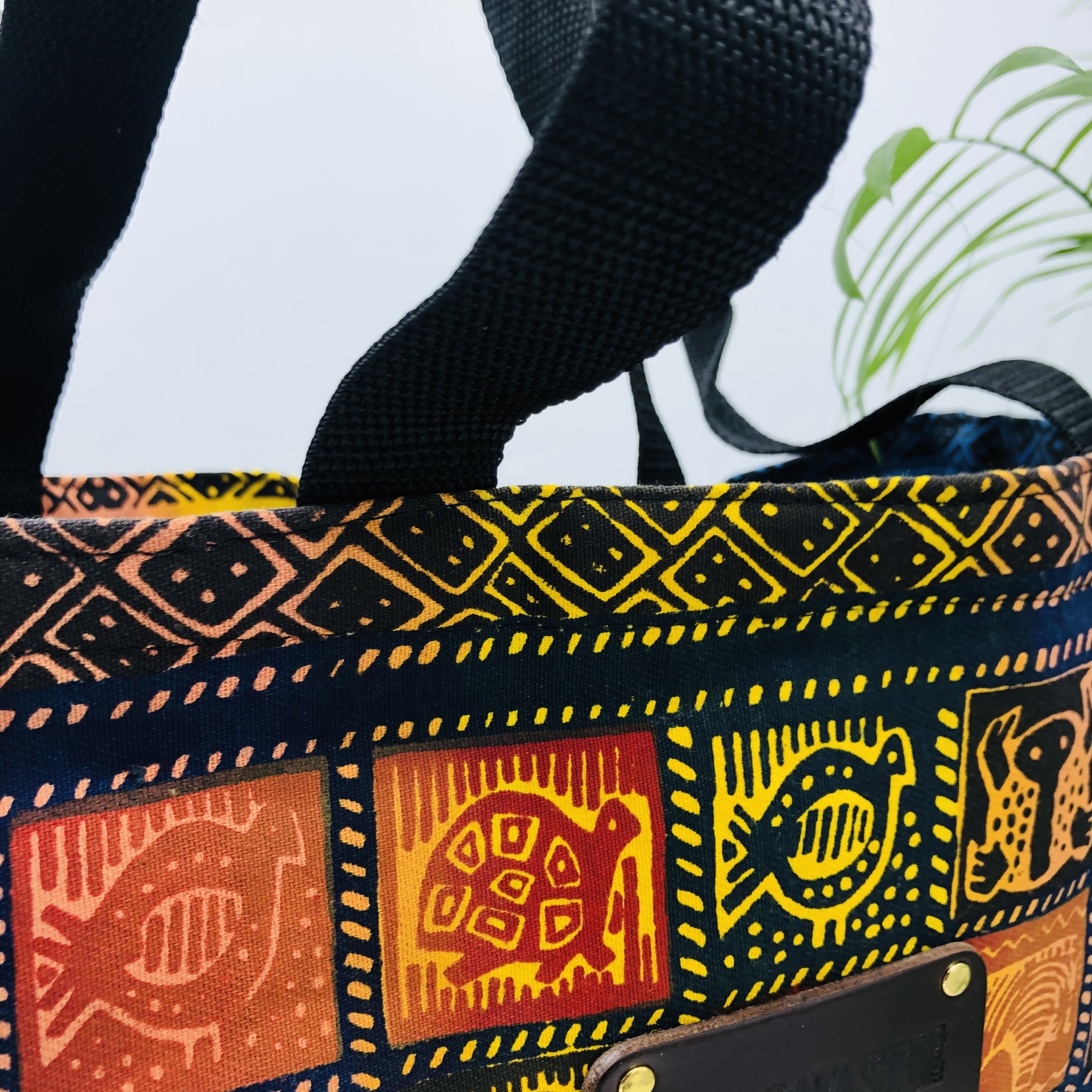 Hand-block Print Ombre Blue African Print Fabric Tote Bag - Image 9