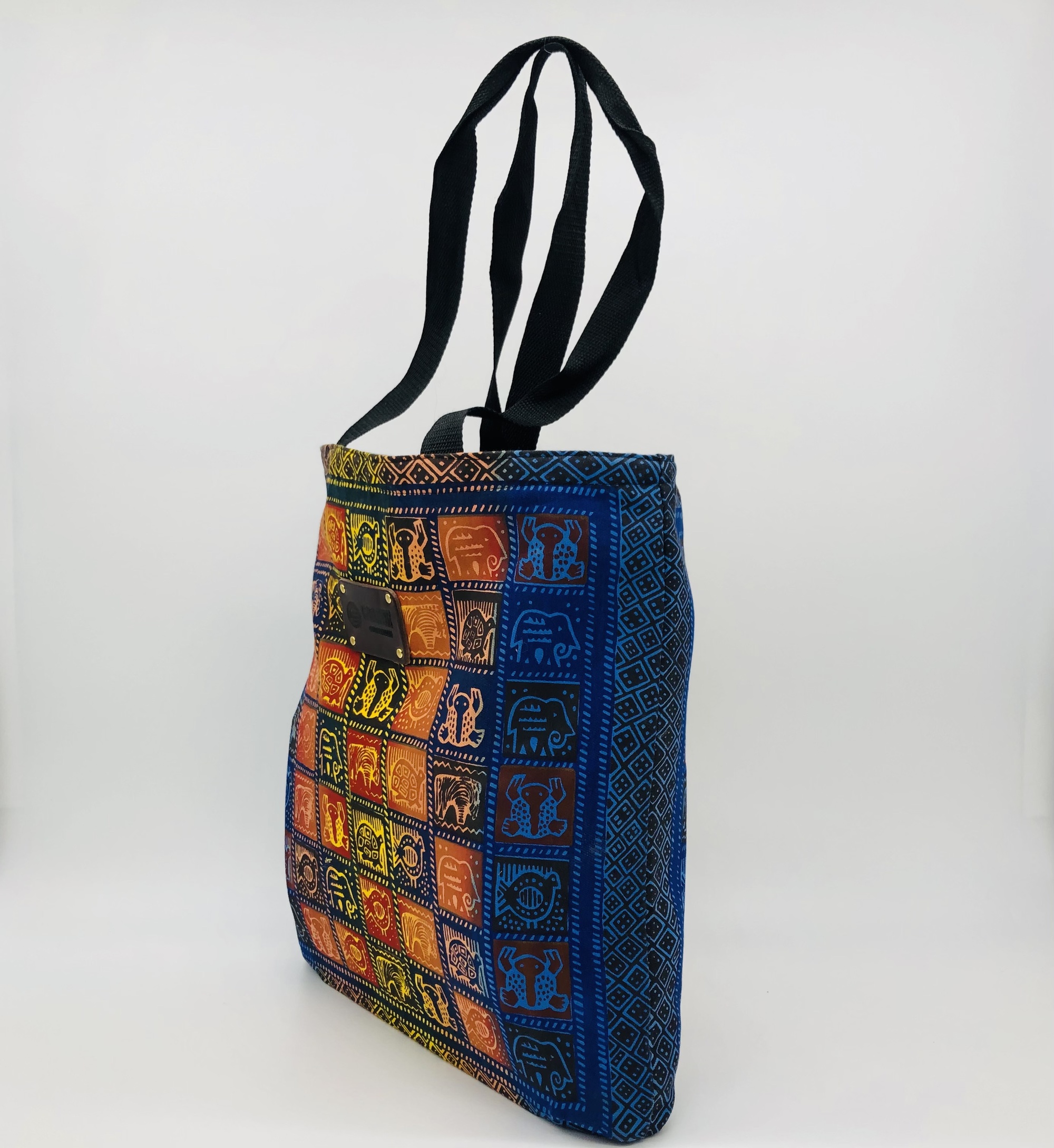 Hand-block Print Ombre Blue African Print Fabric Tote Bag - Image 7