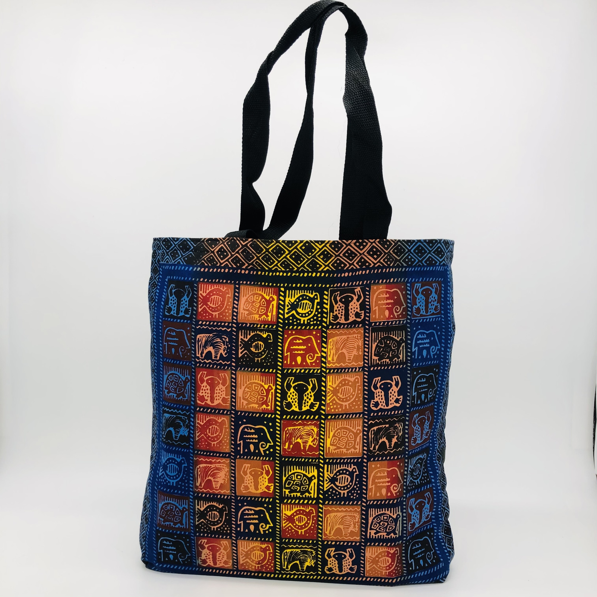Hand-block Print Ombre Blue African Print Fabric Tote Bag - Image 6