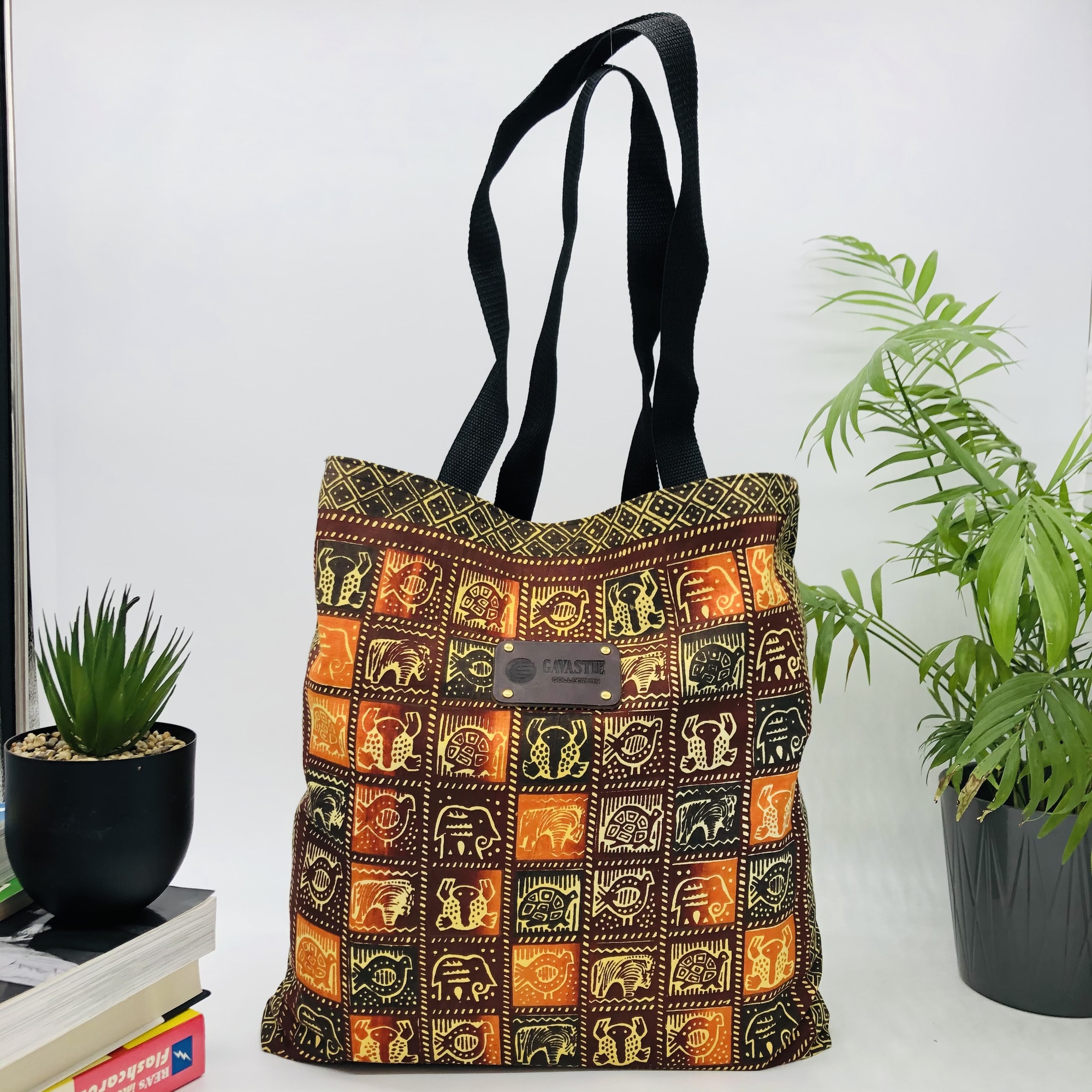 Hand-block Print Red Ochre African Print Fabric Tote Bag - Image 7