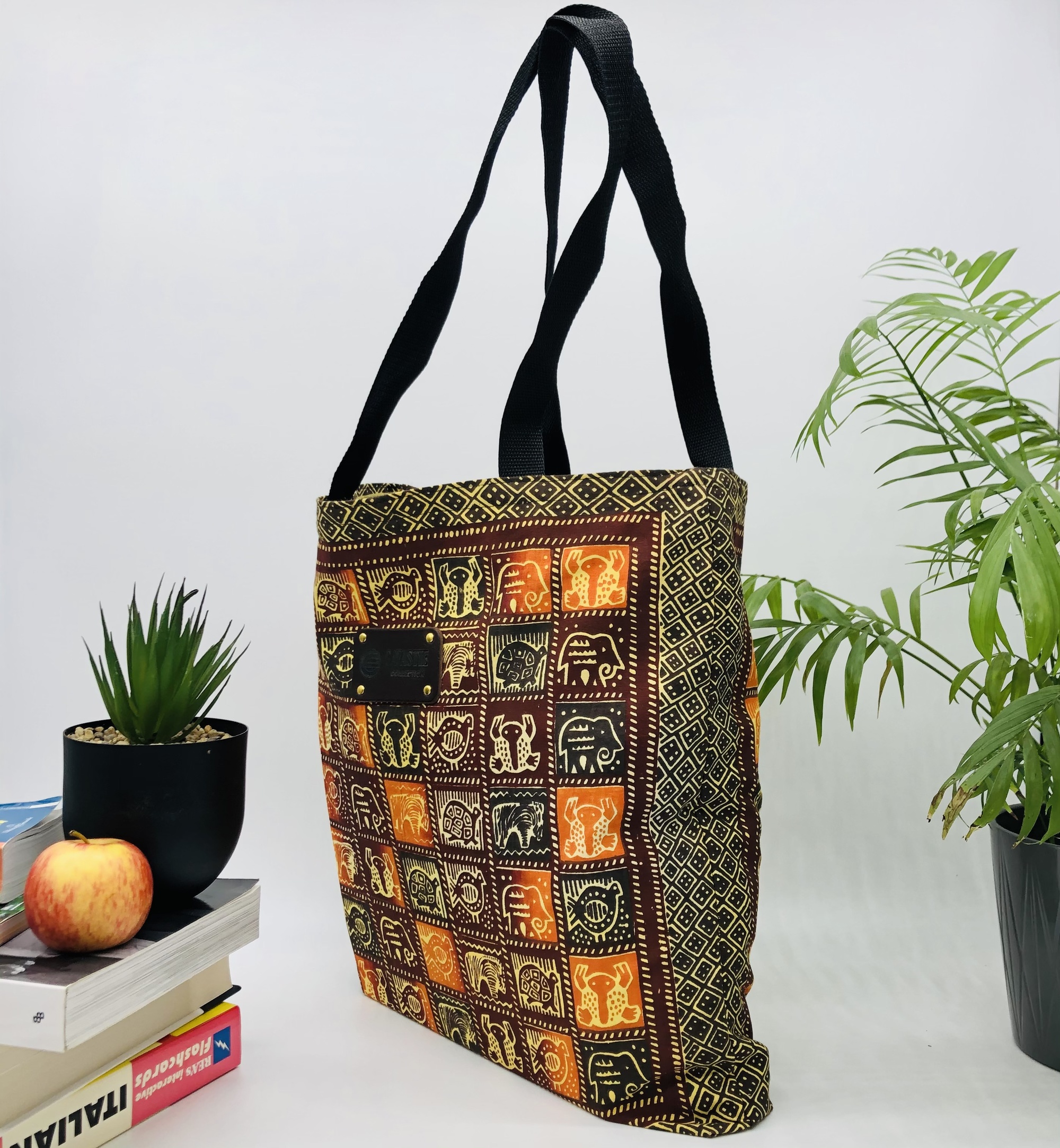 Hand-block Print Red Ochre African Print Fabric Tote Bag - Image 6