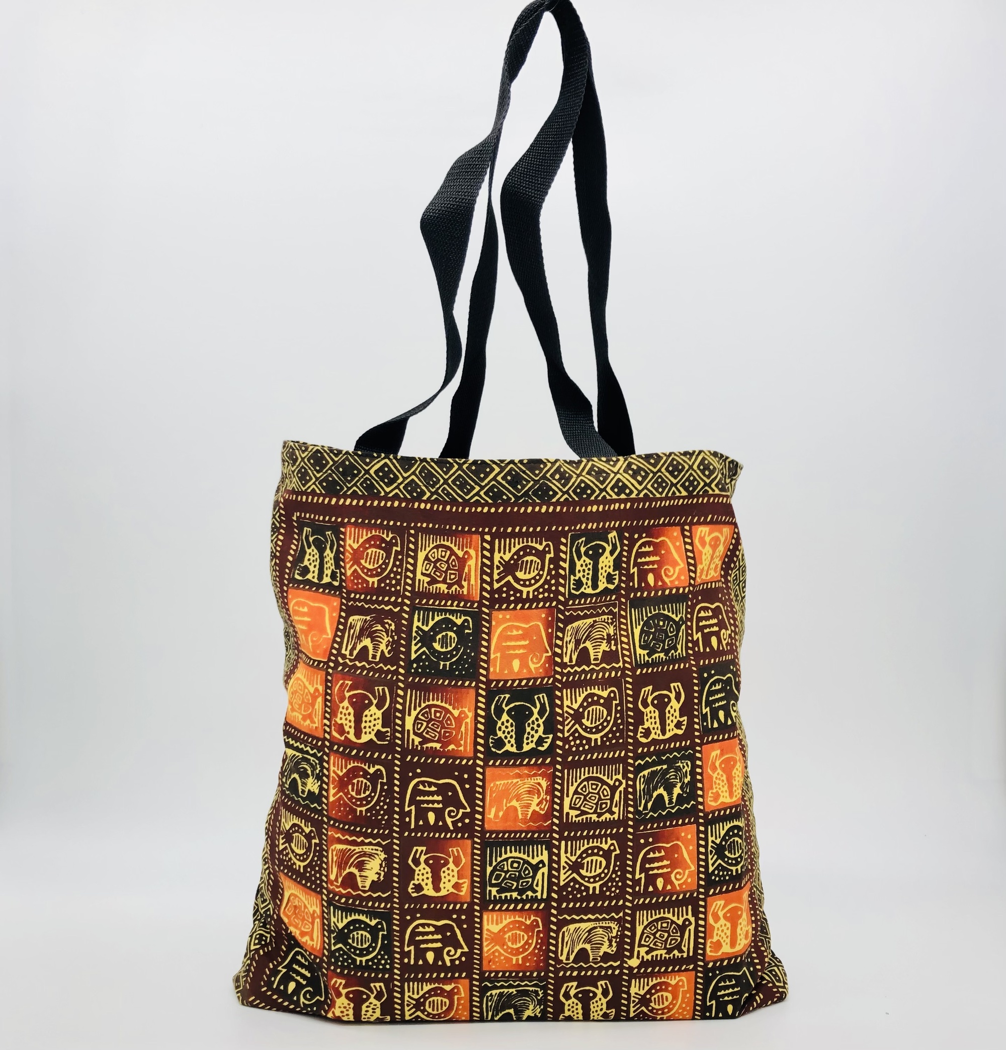 Hand-block Print Red Ochre African Print Fabric Tote Bag - Image 4