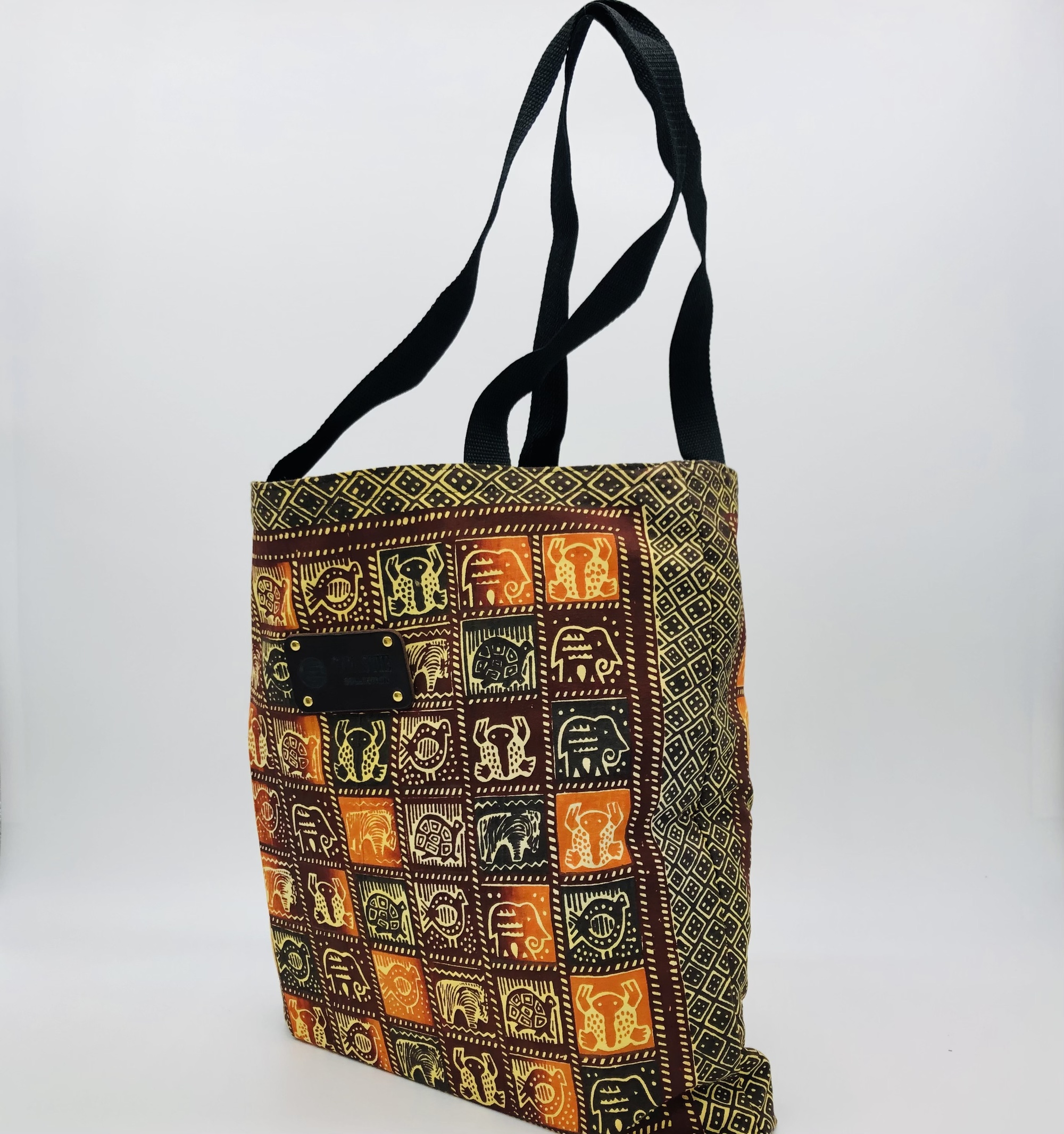 Hand-block Print Red Ochre African Print Fabric Tote Bag - Image 3