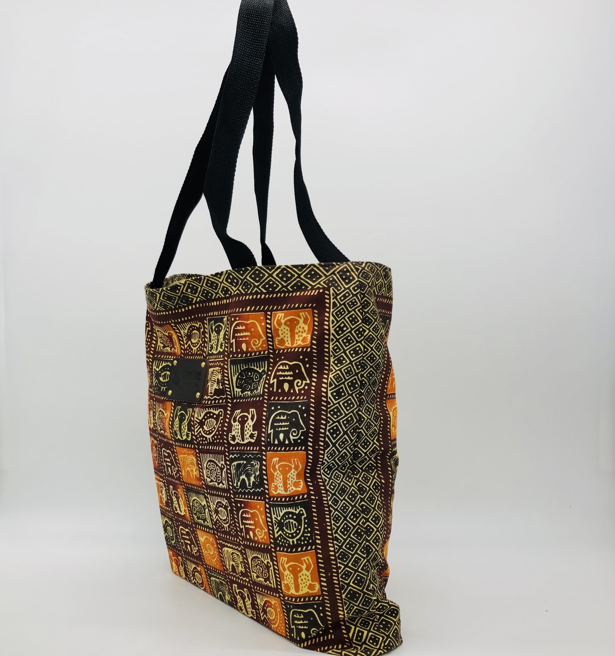 Hand-block Print Red Ochre African Print Fabric Tote Bag - Image 11