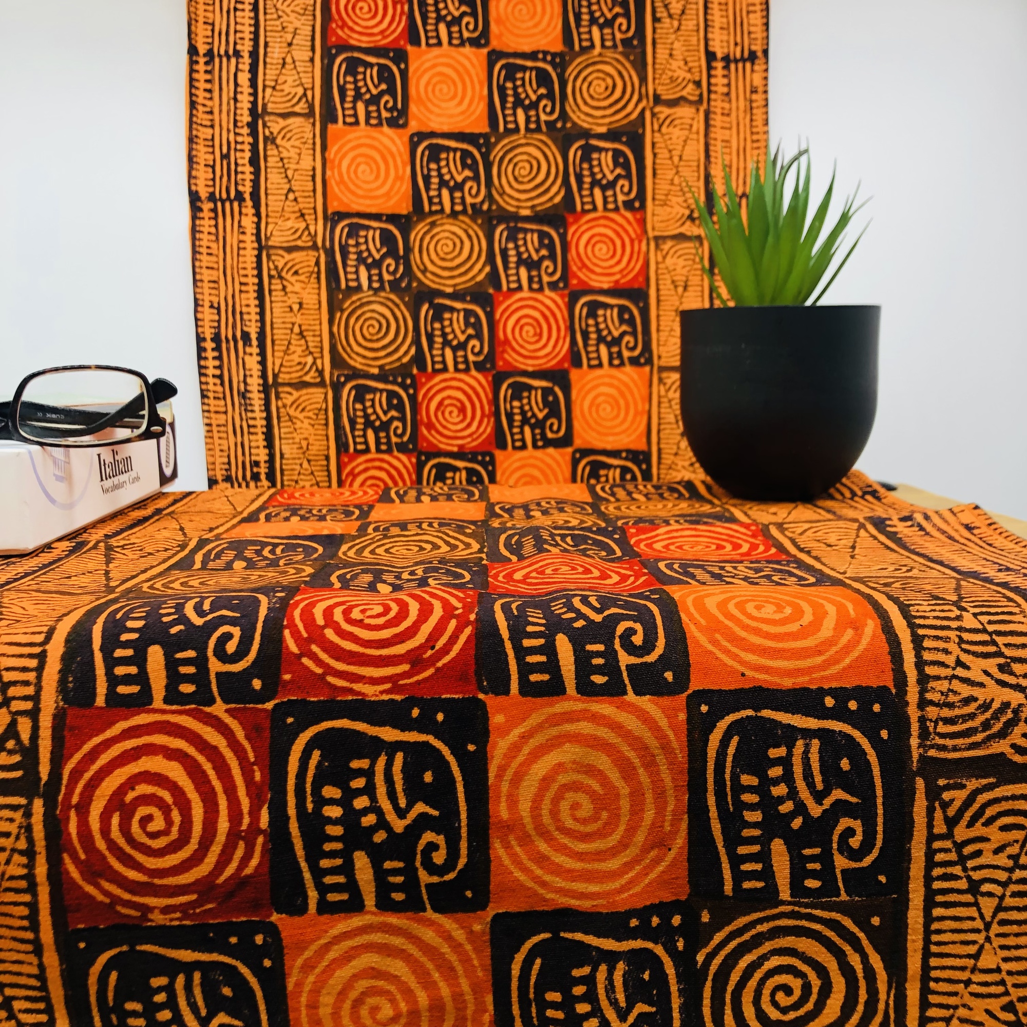 Zhou African Hand-block Print Table Runner