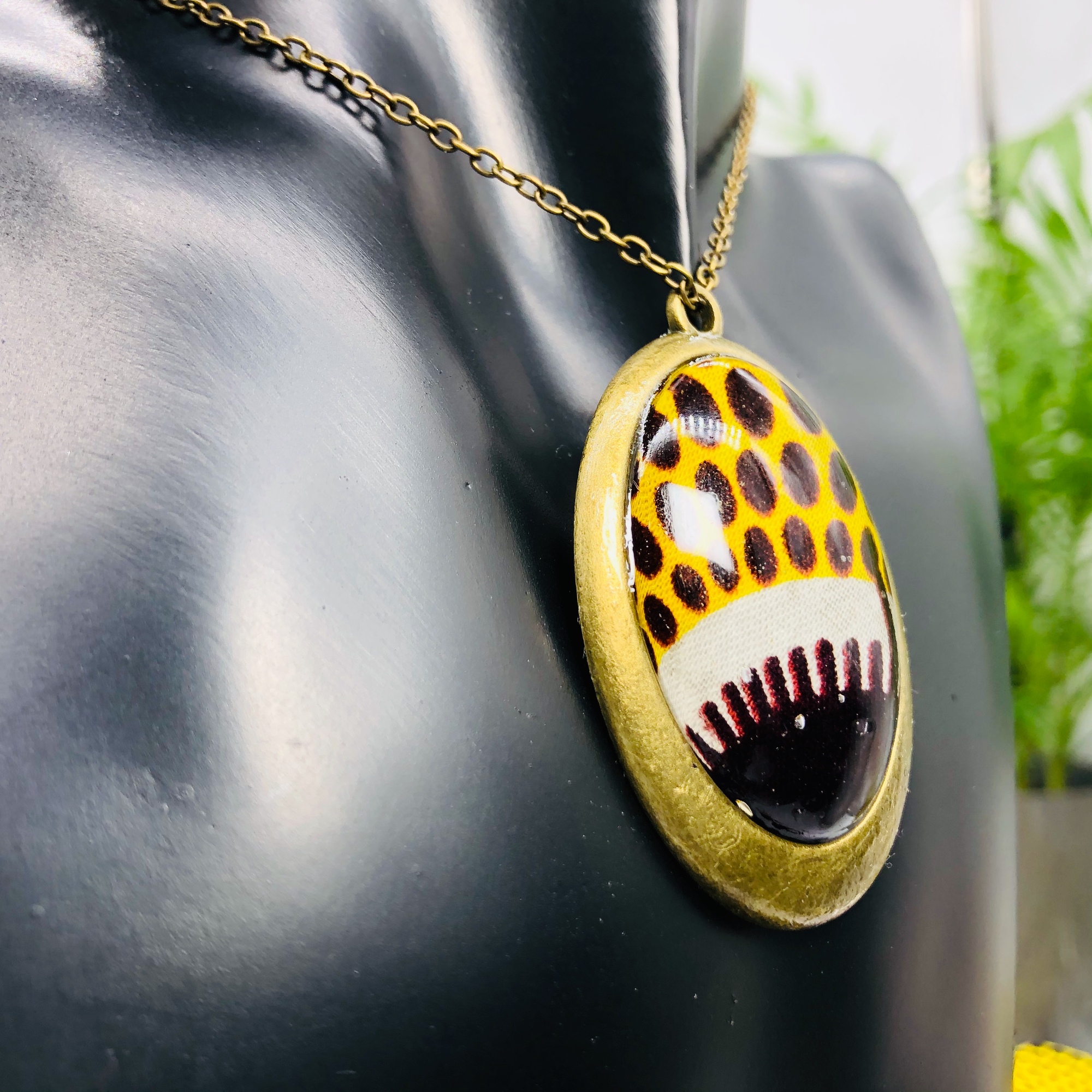 Duara 30x40mm Antique bronze African African Print Style Pendant and Earring Set - Image 7