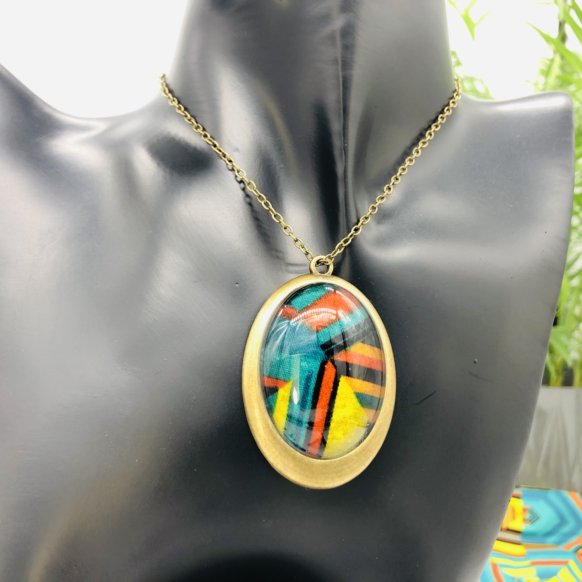 Kenterised 30x40mm Antique bronze African Print Style Pendant and Earring Set - Image 5