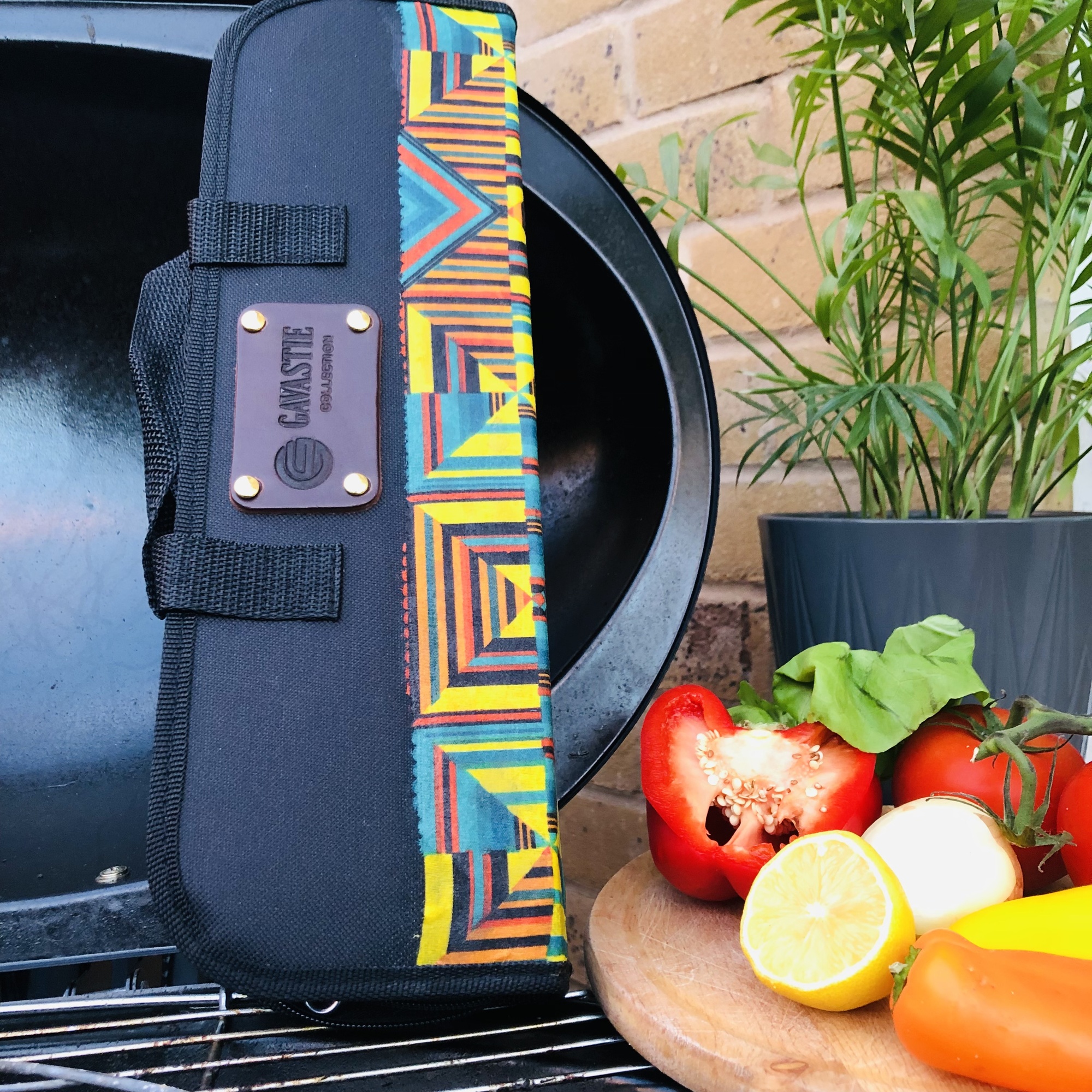 9 PCS Stainless Steel BBQ Barbecue Set Outdoor Cooking Grill Tools Kit - Kenterised African Print Black Bag - Gotch