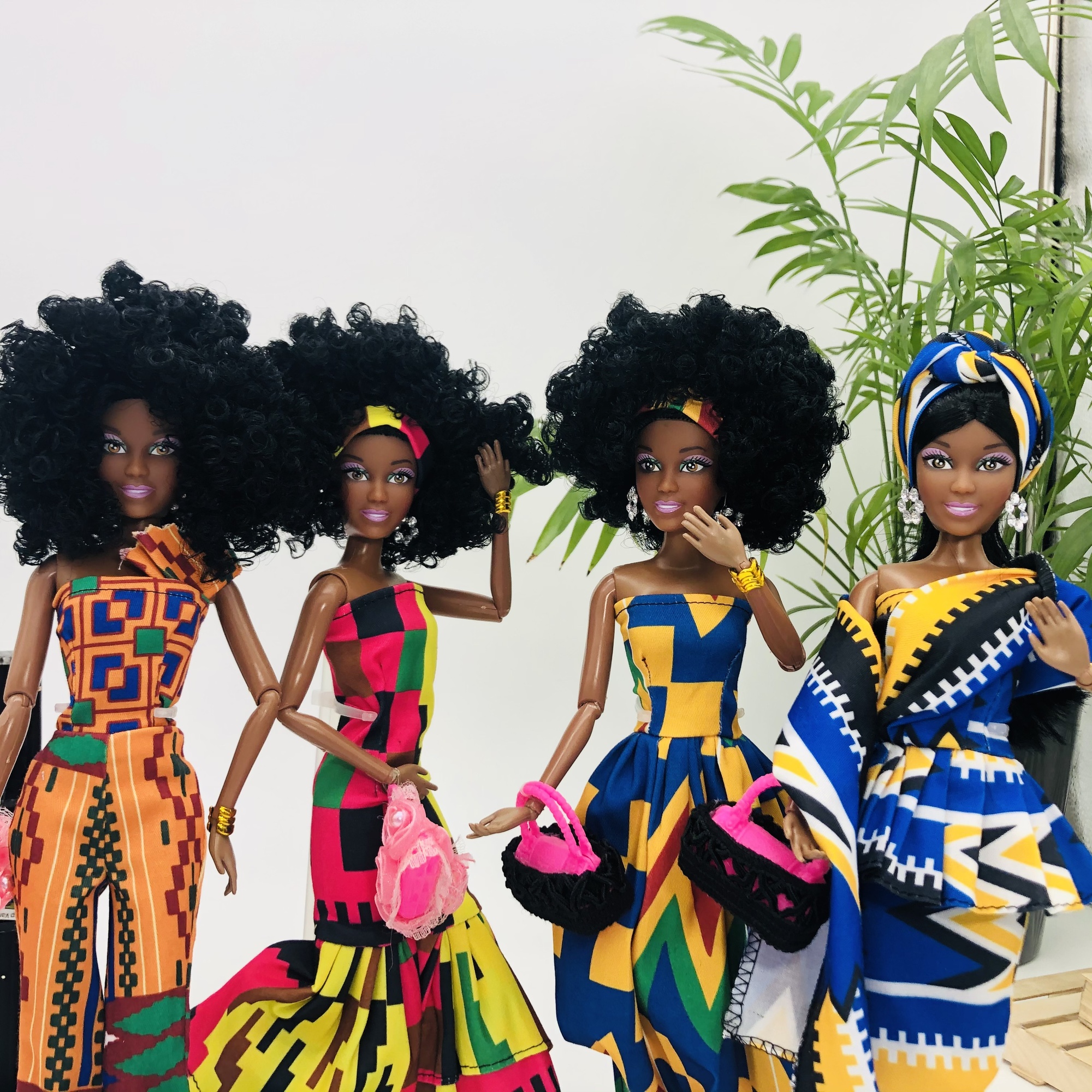 WaMambo  12" Can Move Doll - with African Print Peplum Dress and Head Wrap - Image 9
