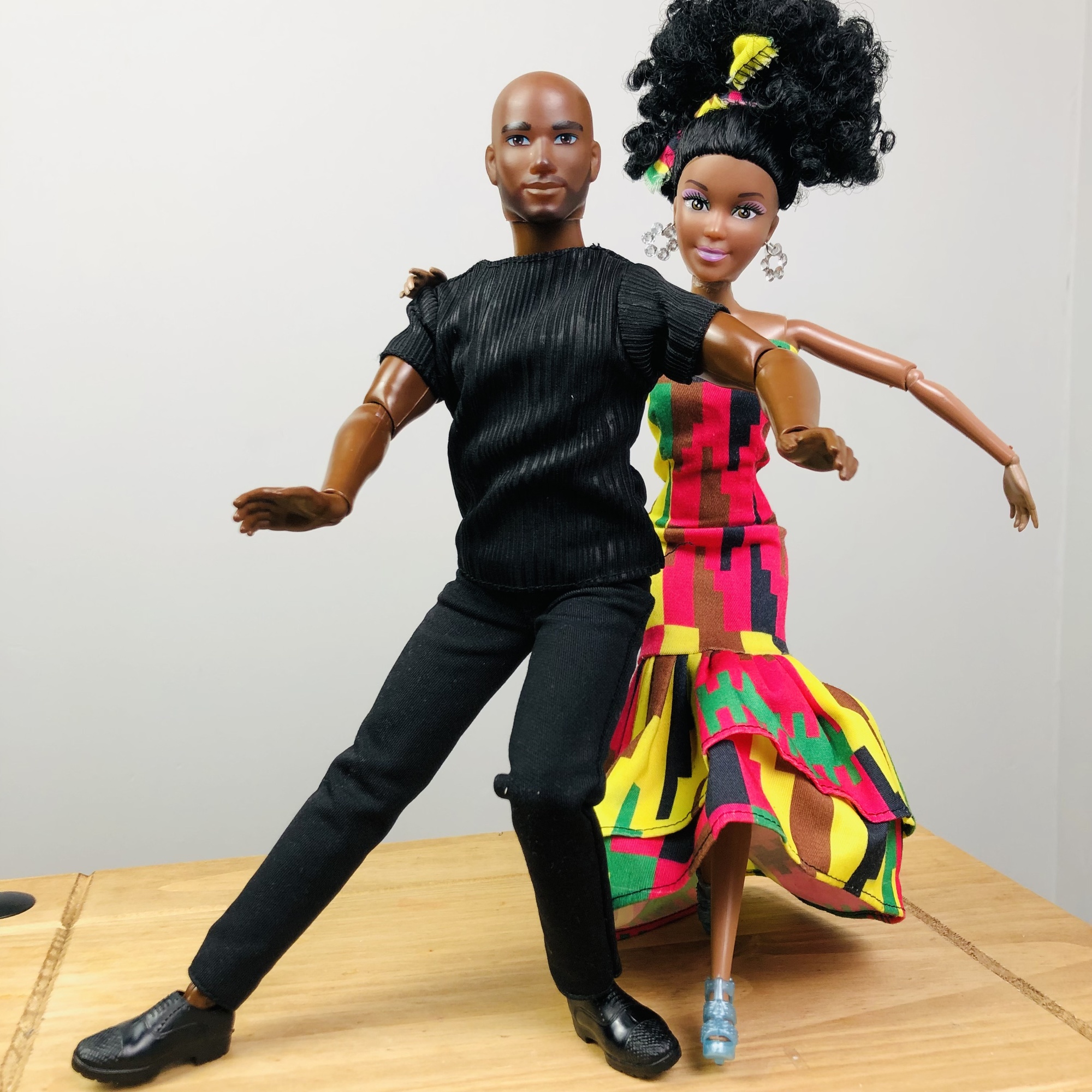 WaMambo 12" Can Move Doll - with Sleeveless African Print Godet Dress - Image 13