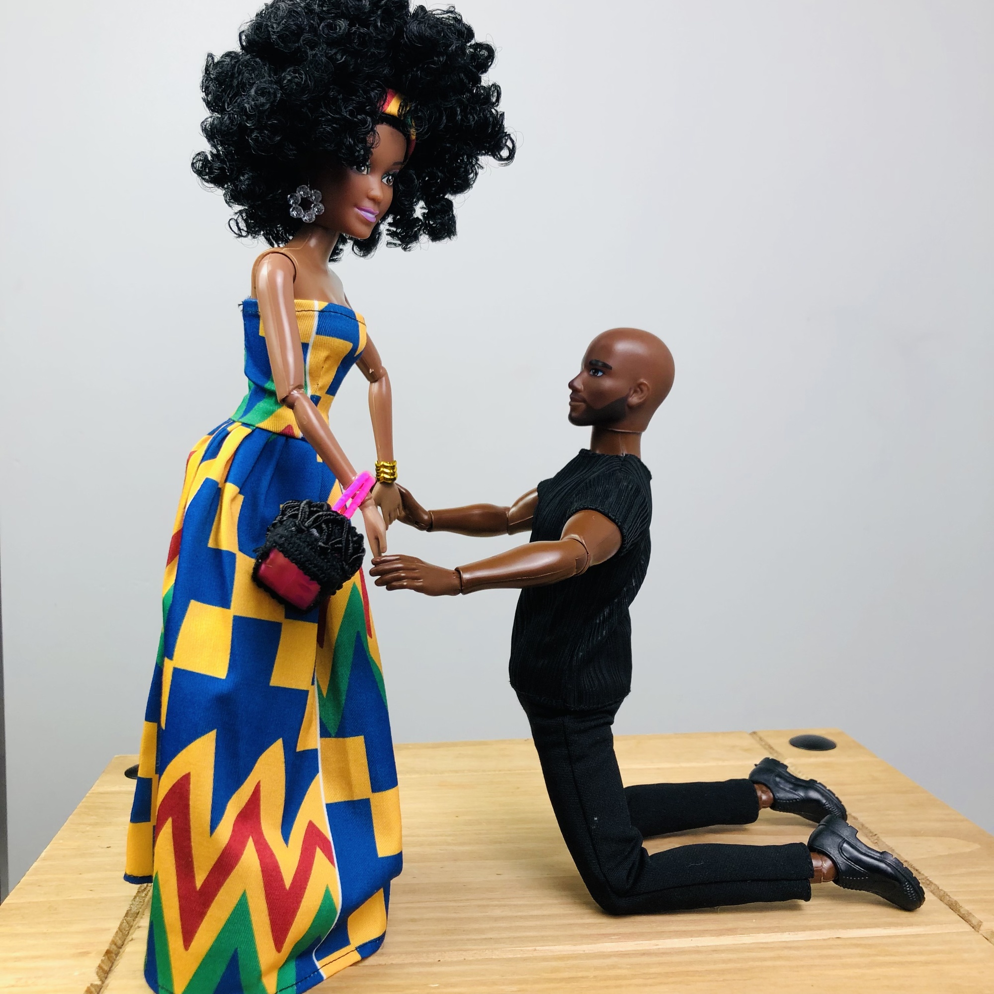 WaMambo 12" Can Move Doll - with Sleeveless African Print Maxi Dress - Image 17