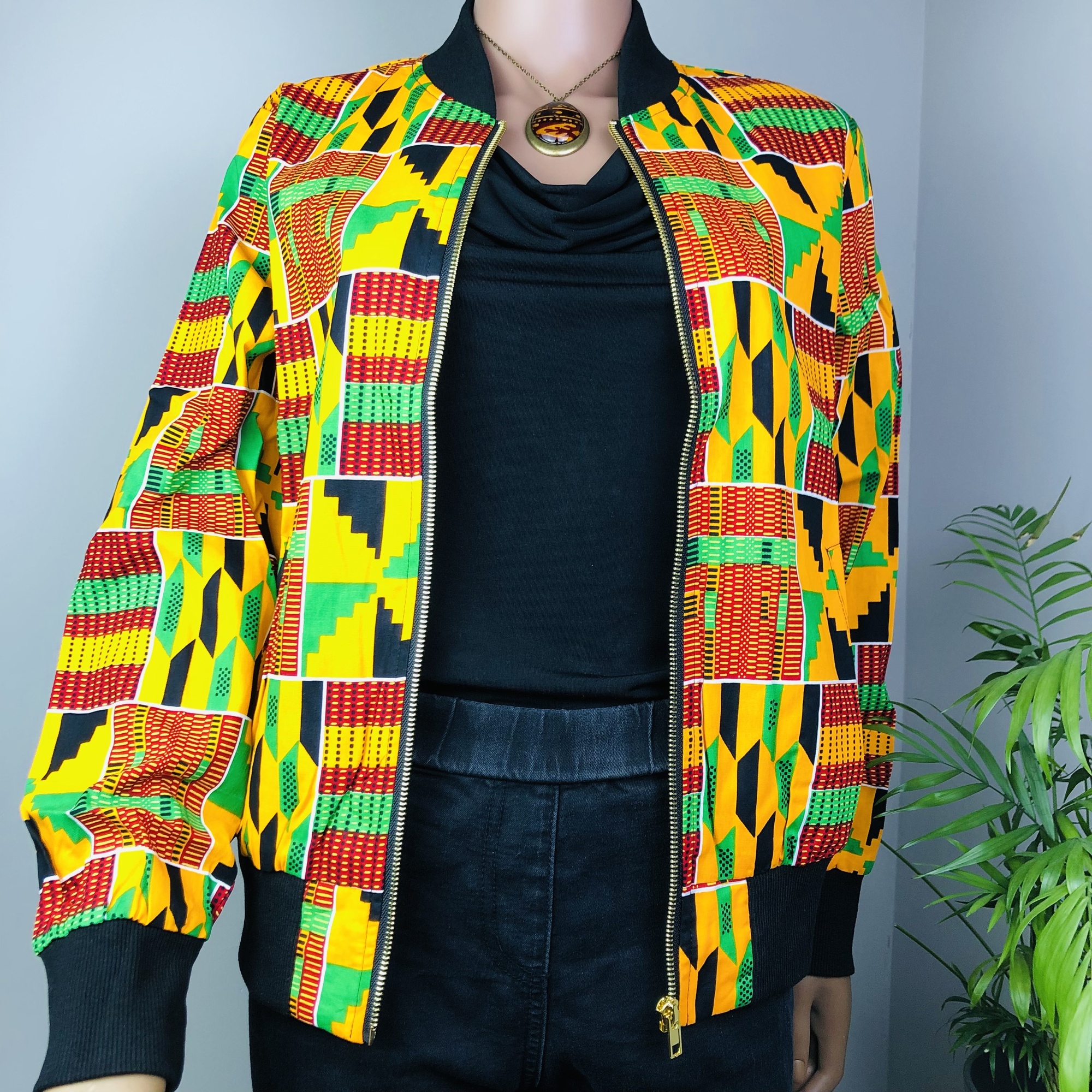 Women's Kenterised African Print Bomber Jacket - Image 7