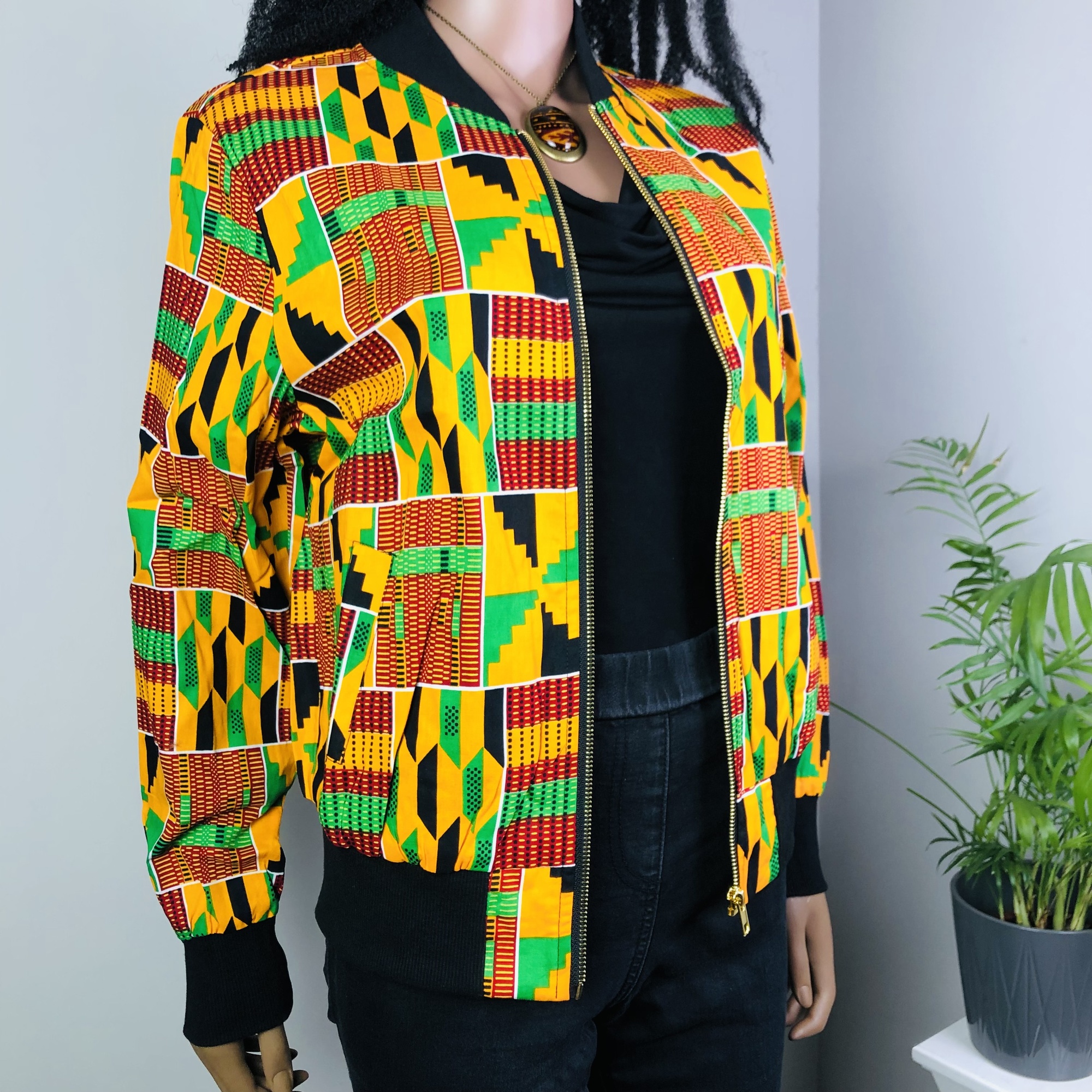 Women's Kenterised African Print Bomber Jacket - Image 6