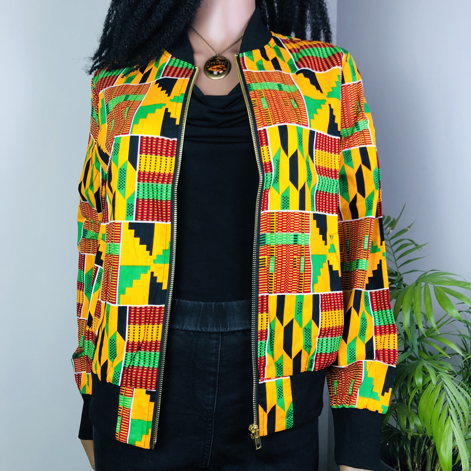 Women's Kenterised African Print Bomber Jacket - Image 5