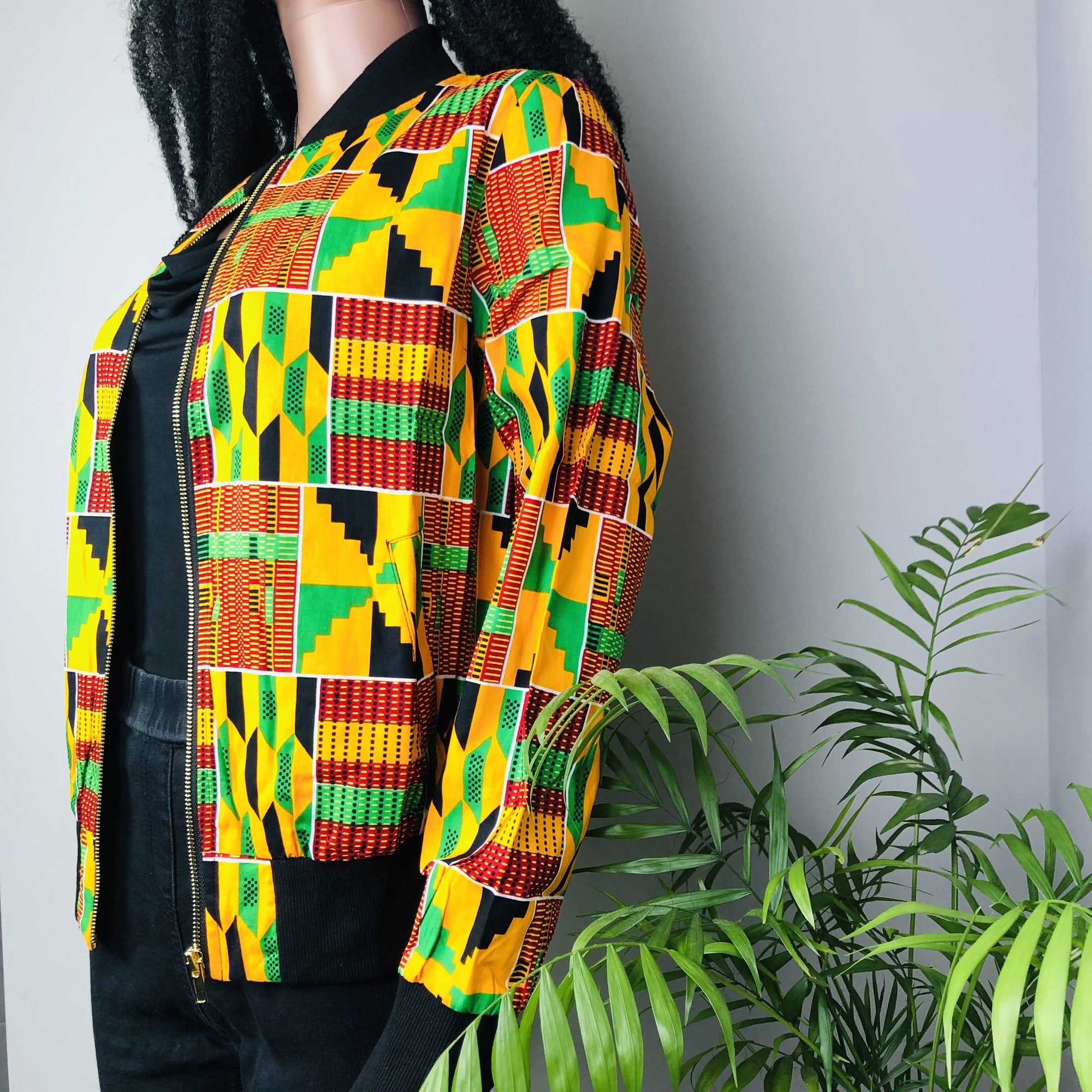 Women's Kenterised African Print Bomber Jacket - Image 4