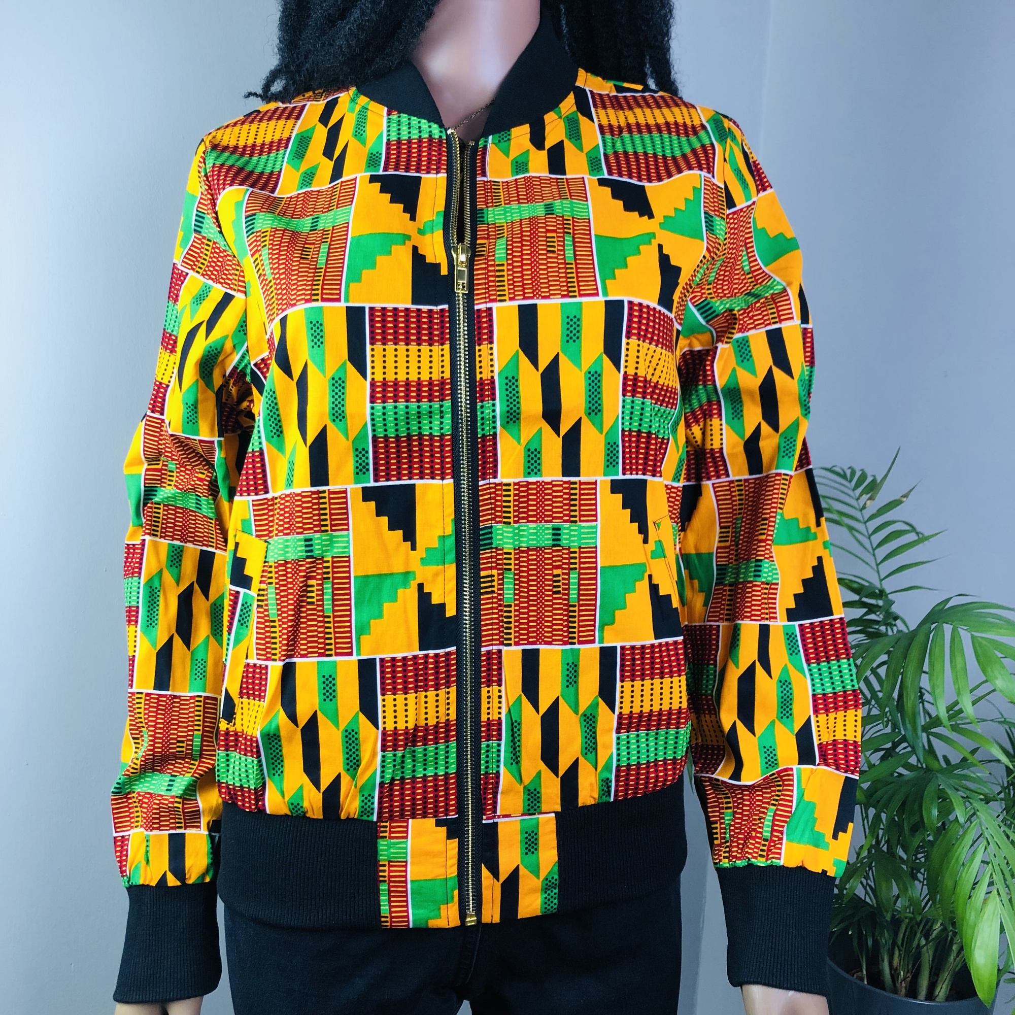 Women's Kenterised African Print Bomber Jacket - Image 11