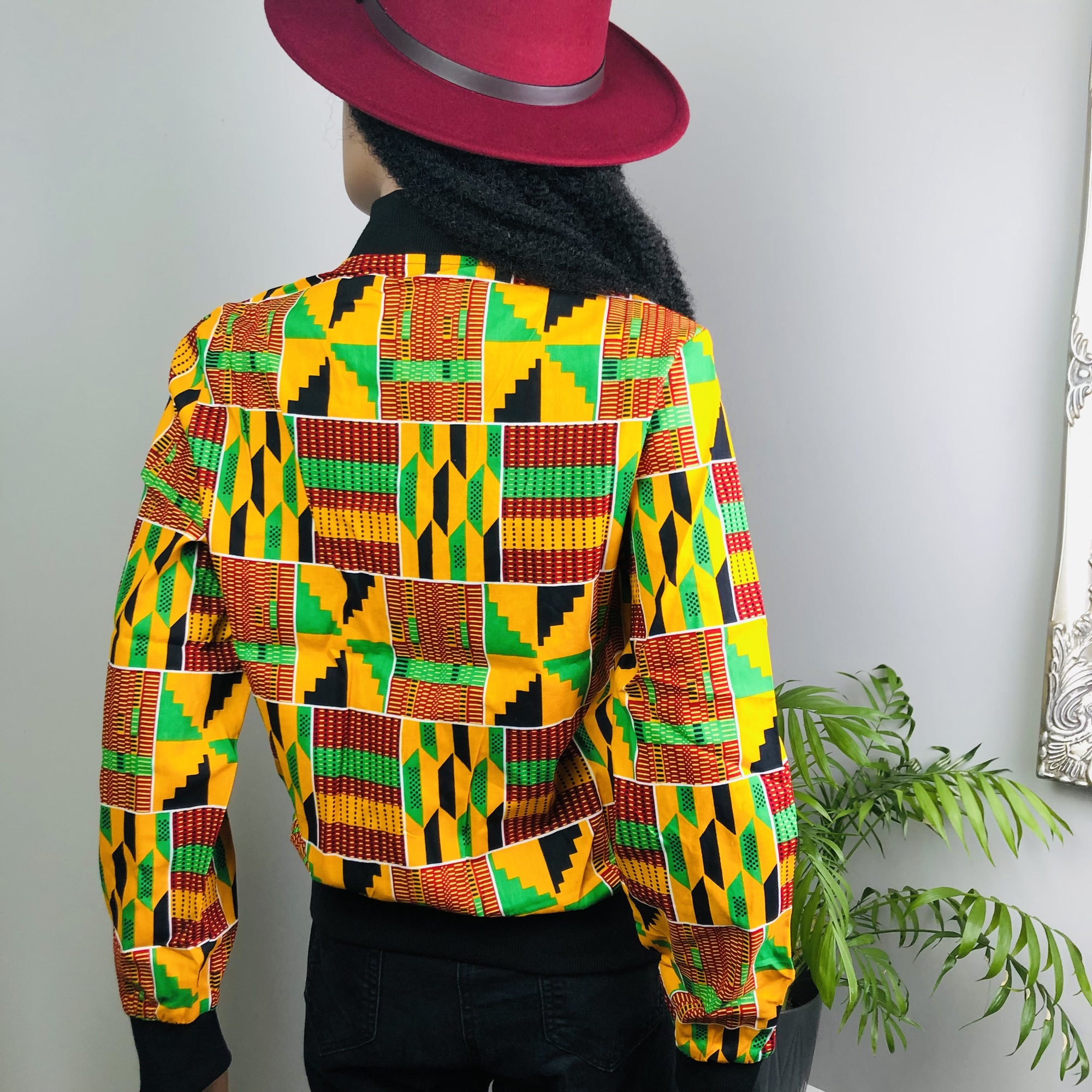 Women's Kenterised African Print Bomber Jacket - Image 3