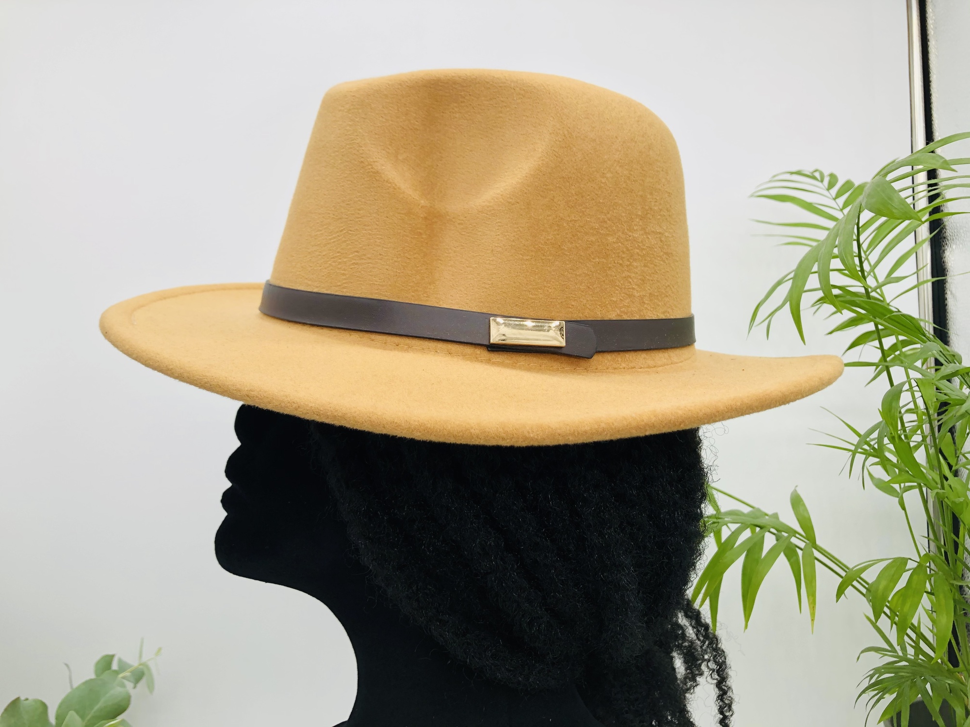 Beige Fedora Hat with Removable Duara African Print Pin - Image 6
