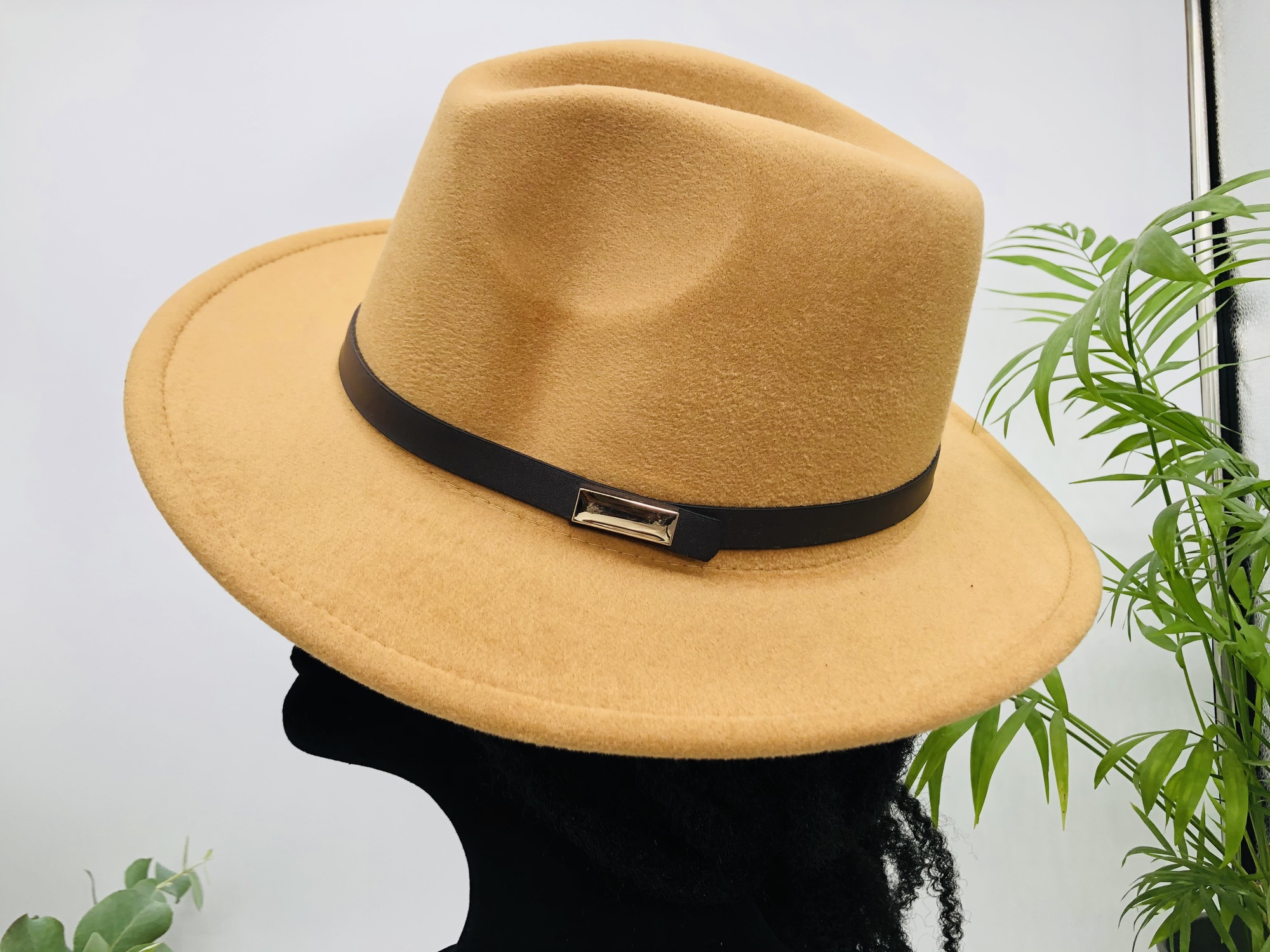 Beige Fedora Hat with Removable Duara African Print Pin - Image 5