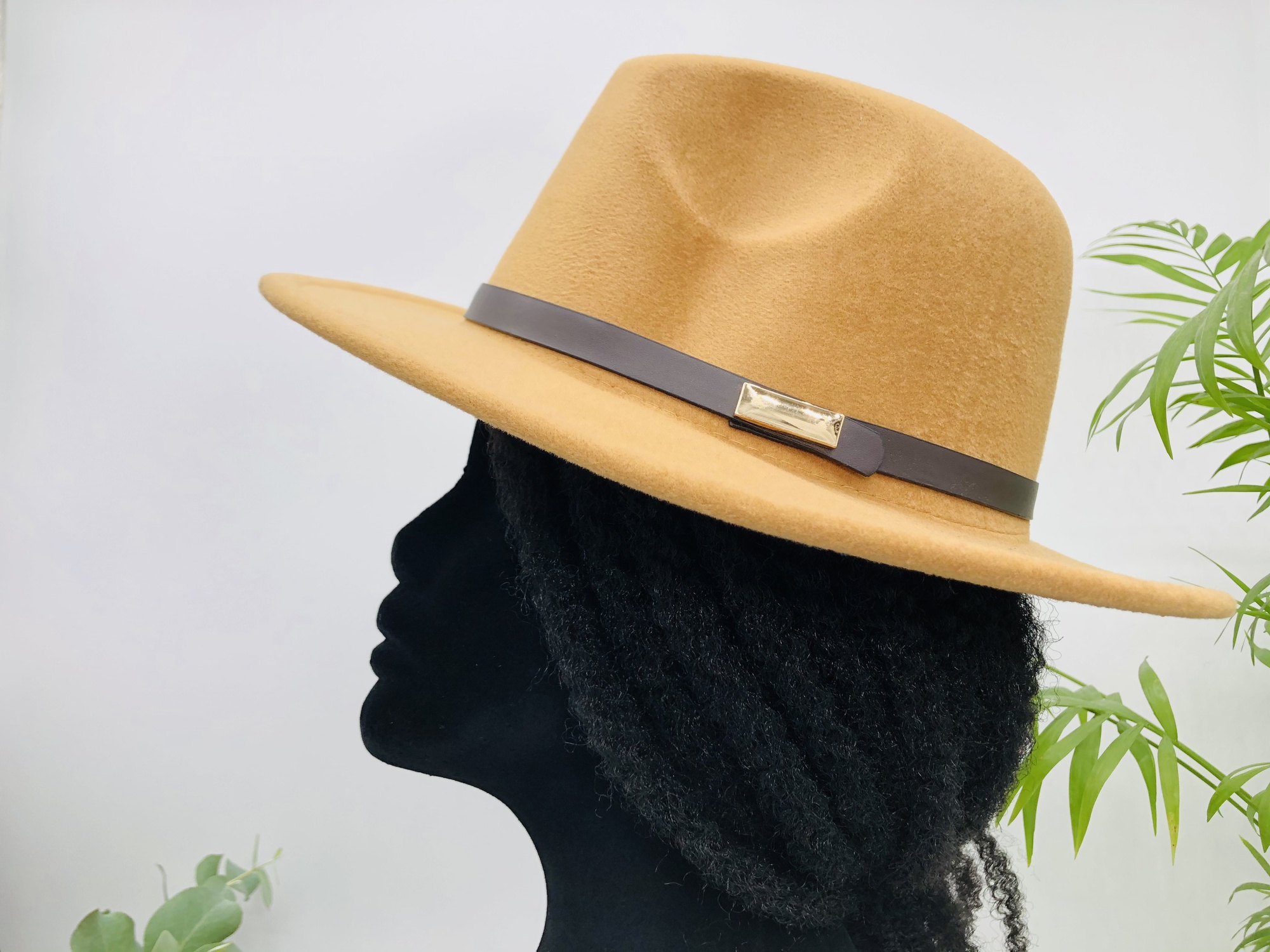Beige Fedora Hat with Removable Duara African Print Pin - Image 3