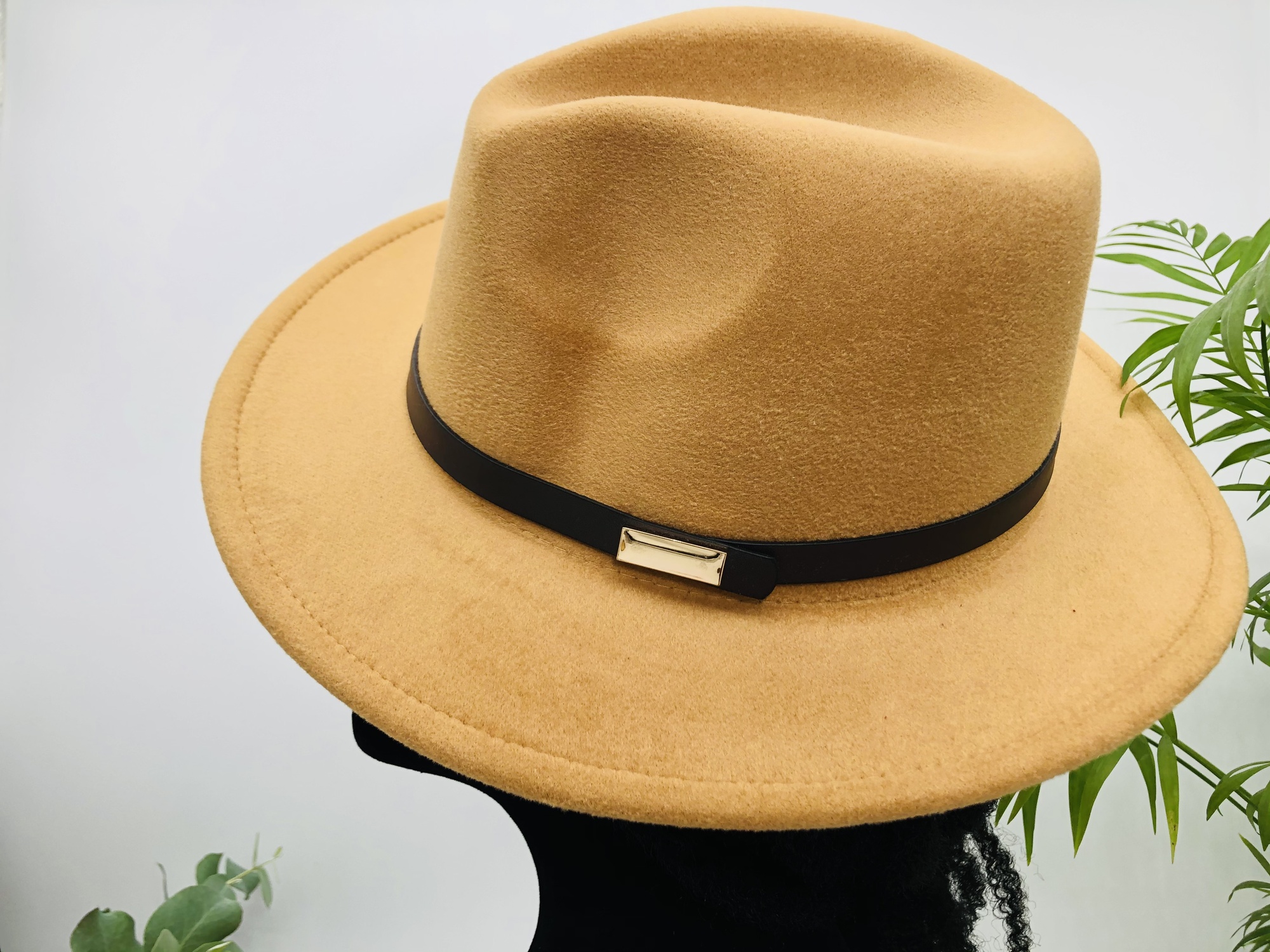 Beige Fedora Hat with Removable Duara African Print Pin - Image 4