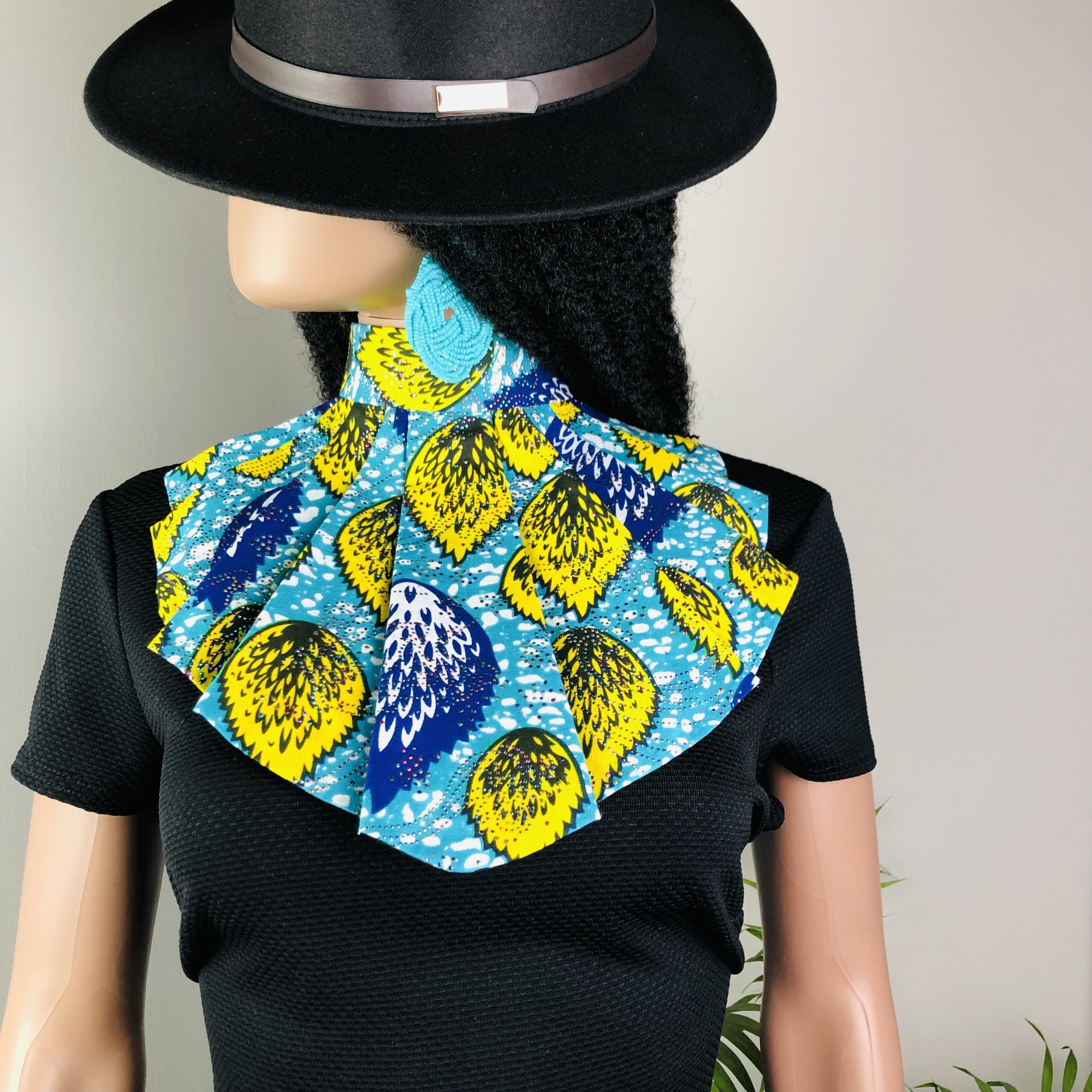 Anga Style-fix Ladies African Print Jabot Neckpiece - Image 5