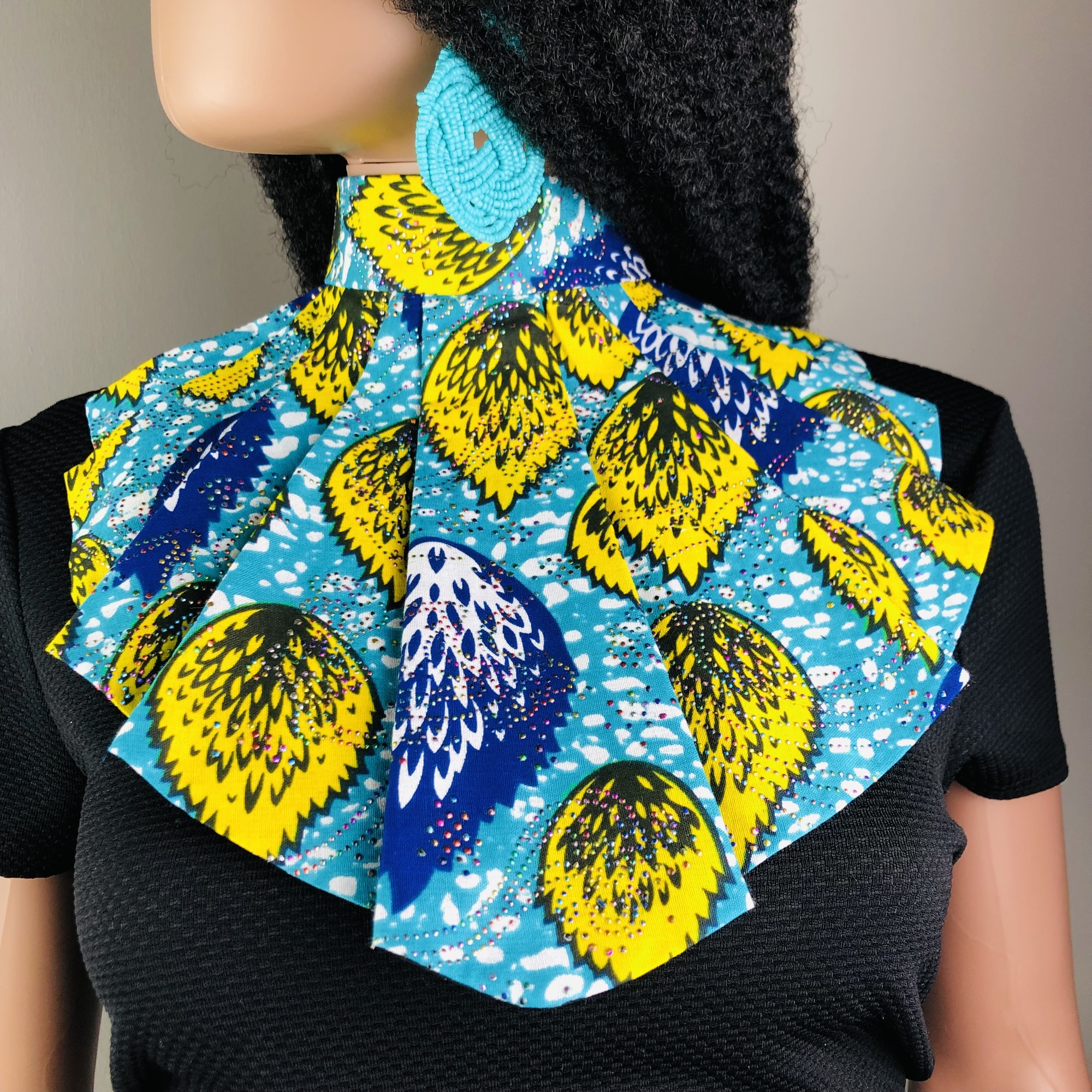 Anga Style-fix Ladies African Print Jabot Neckpiece - Image 4