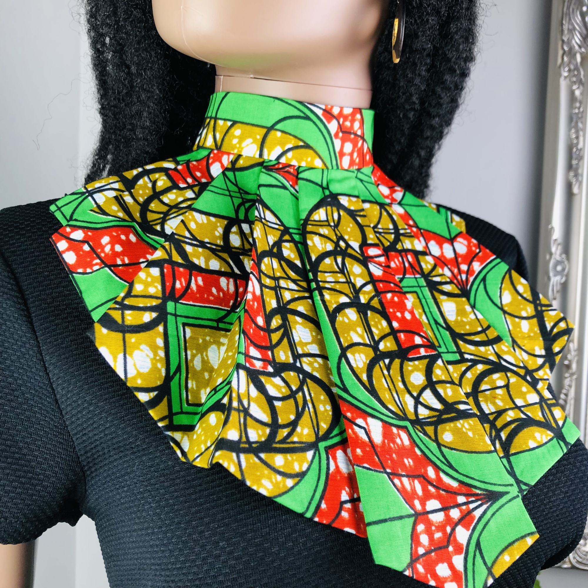 Bendera Style-fix Ladies African Print Jabot Neckpiece - Image 3